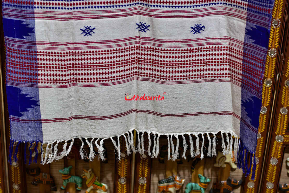 White Blue Buti Red Kotpad (Dupatta)