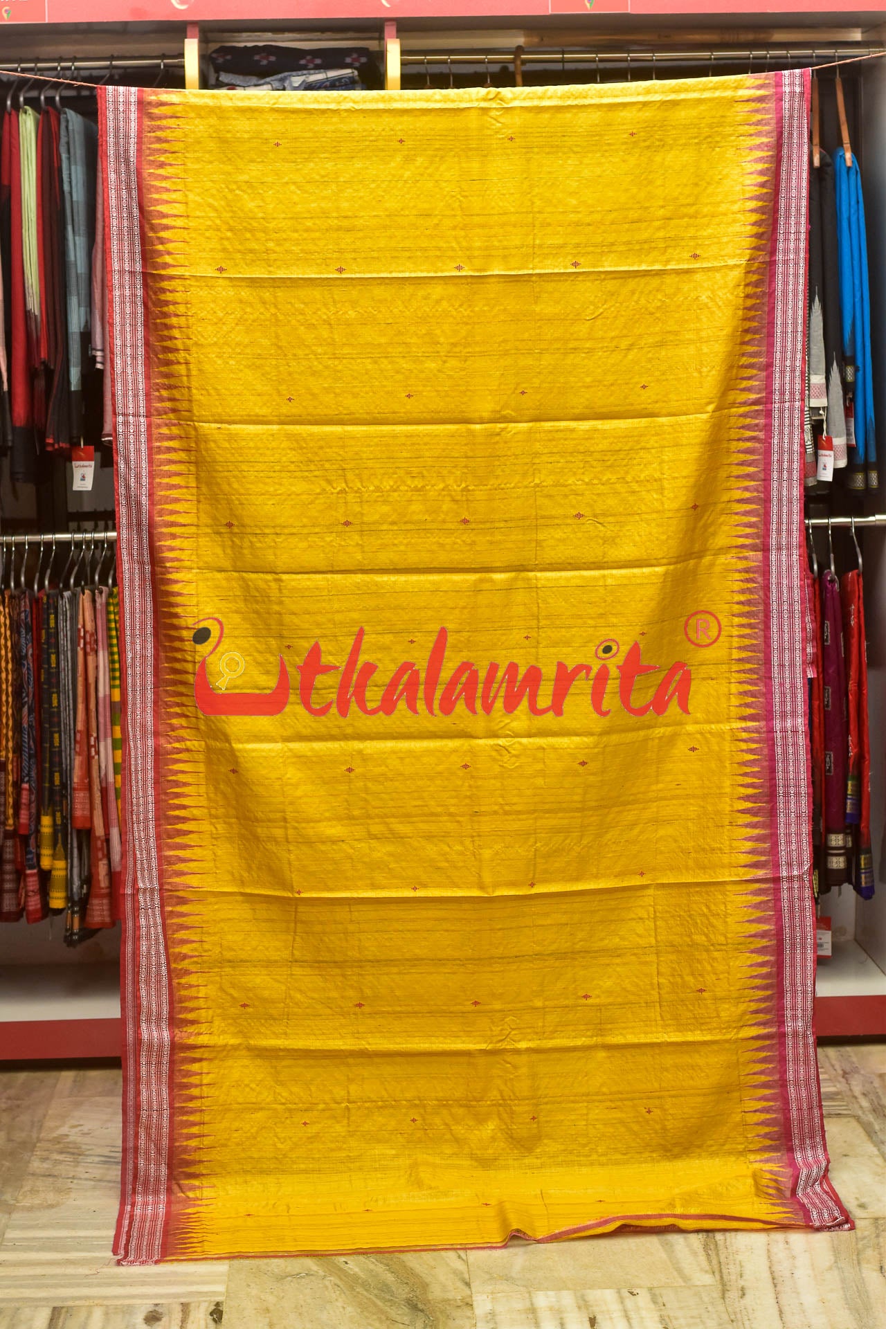 Yellow Ganga Jamuna Red Rani Gopalpur Tussar Silk Saree