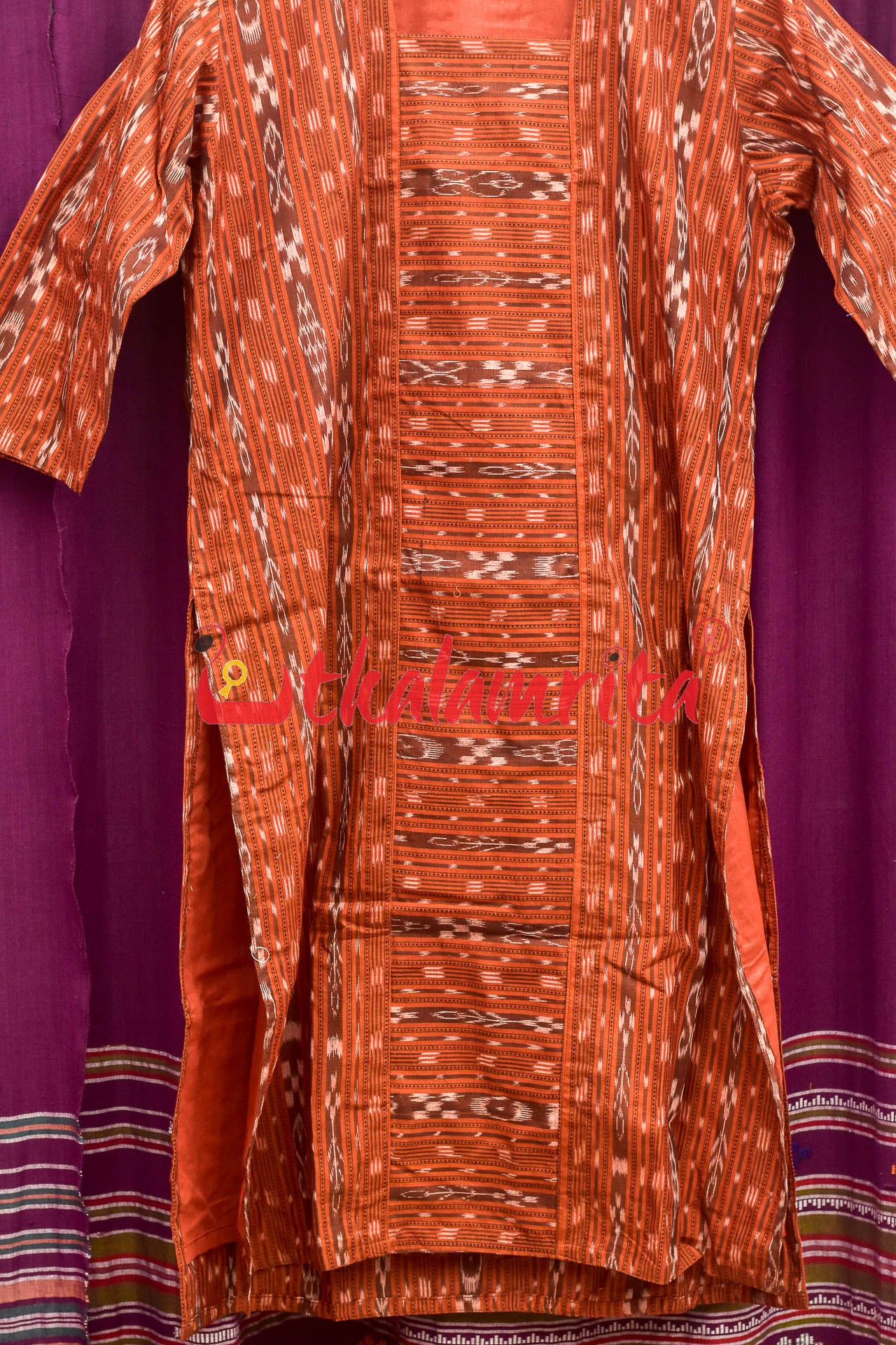 Rust Ikat Cotton (Ladies' Kurta)