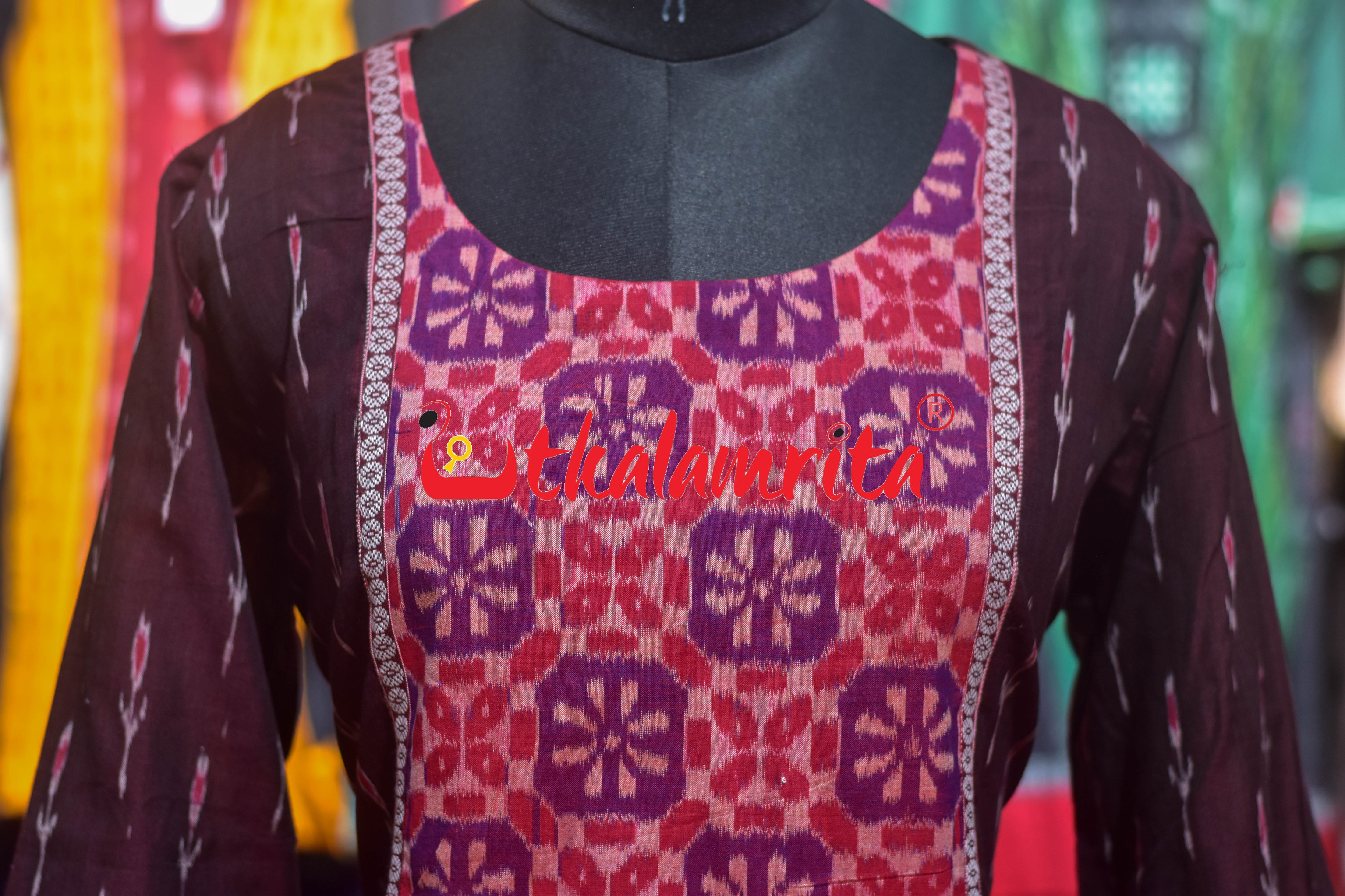 3D Flower Maroon Labanga Bandha (Ladies' Kurti)
