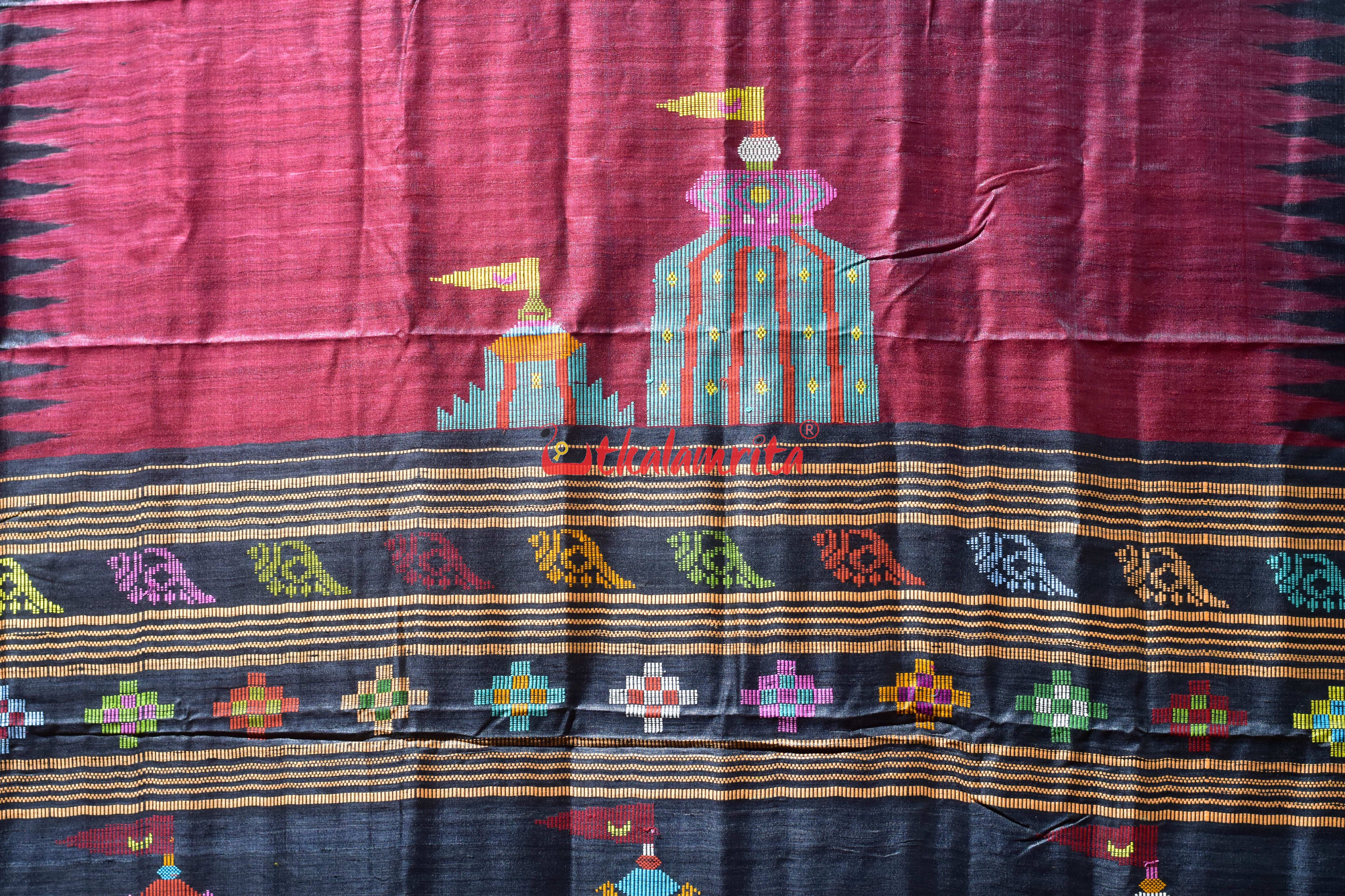 Red Ratha Jatra Gopalpur Tussar Silk Saree