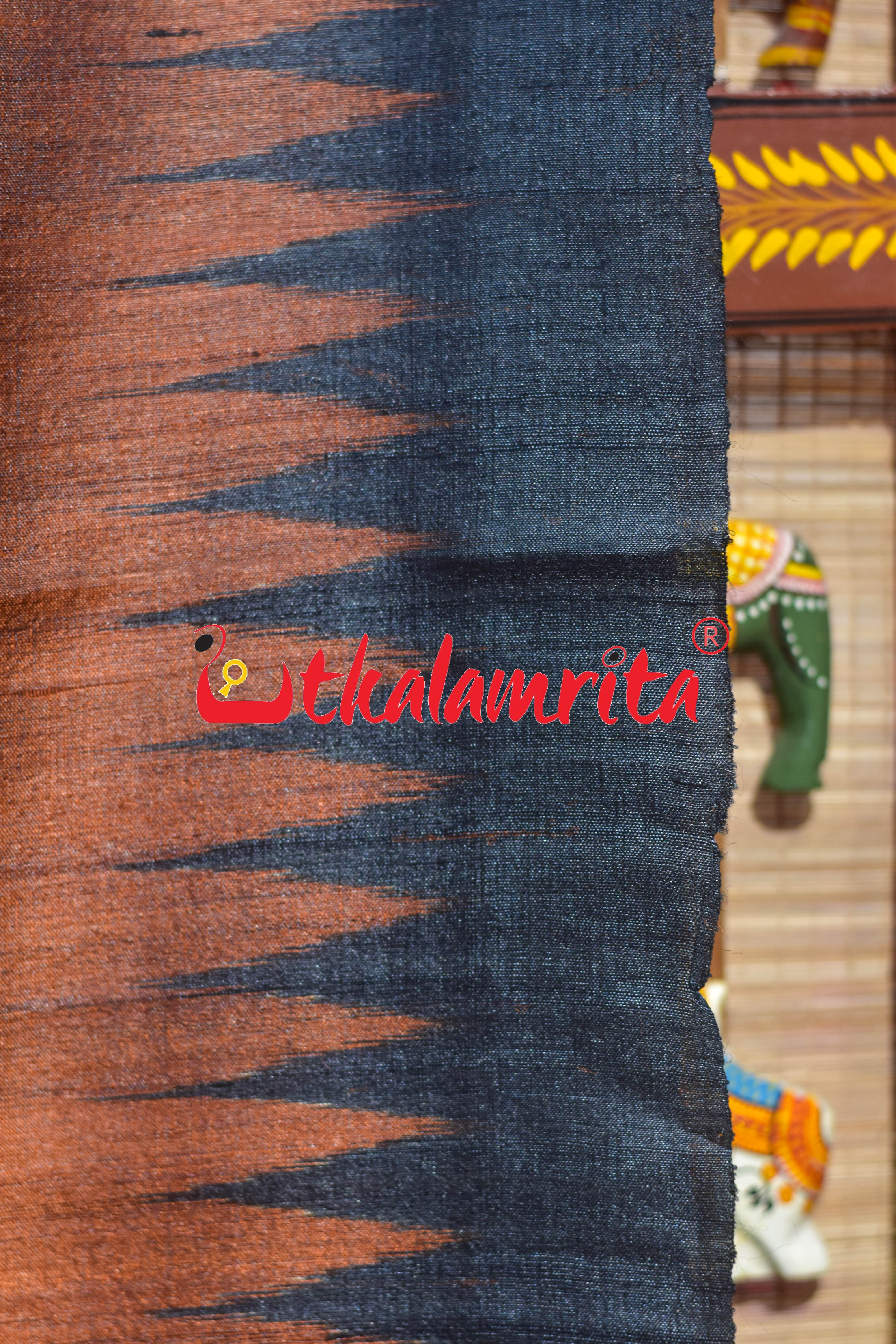 Rust Black Padma Jala Anchal Gopalpur Tussar Silk Saree