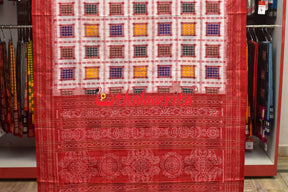 Aswini Red Border Sambalpuri Cotton Saree