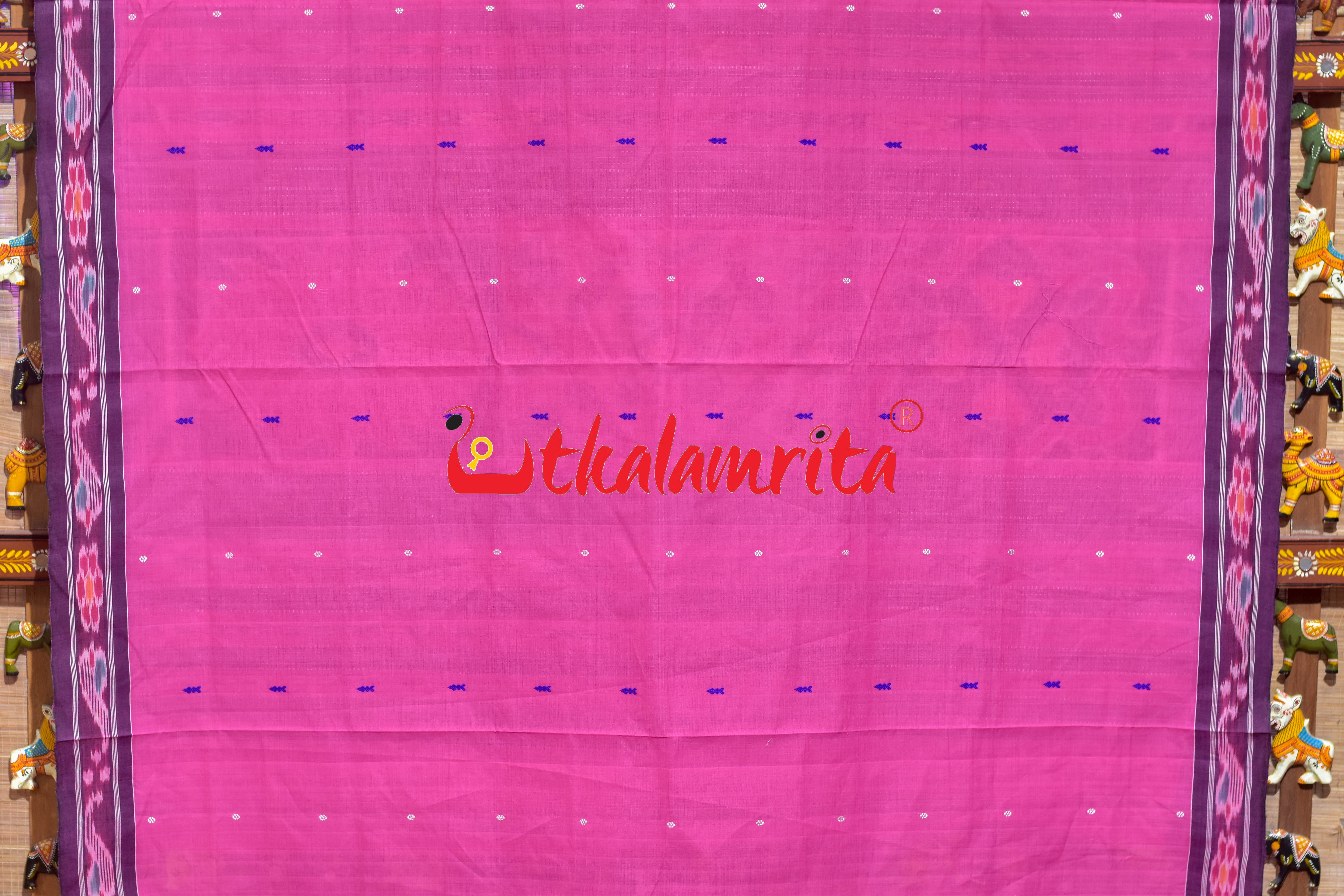 Pink Black Chadhei Pittala Single Cotton Saree