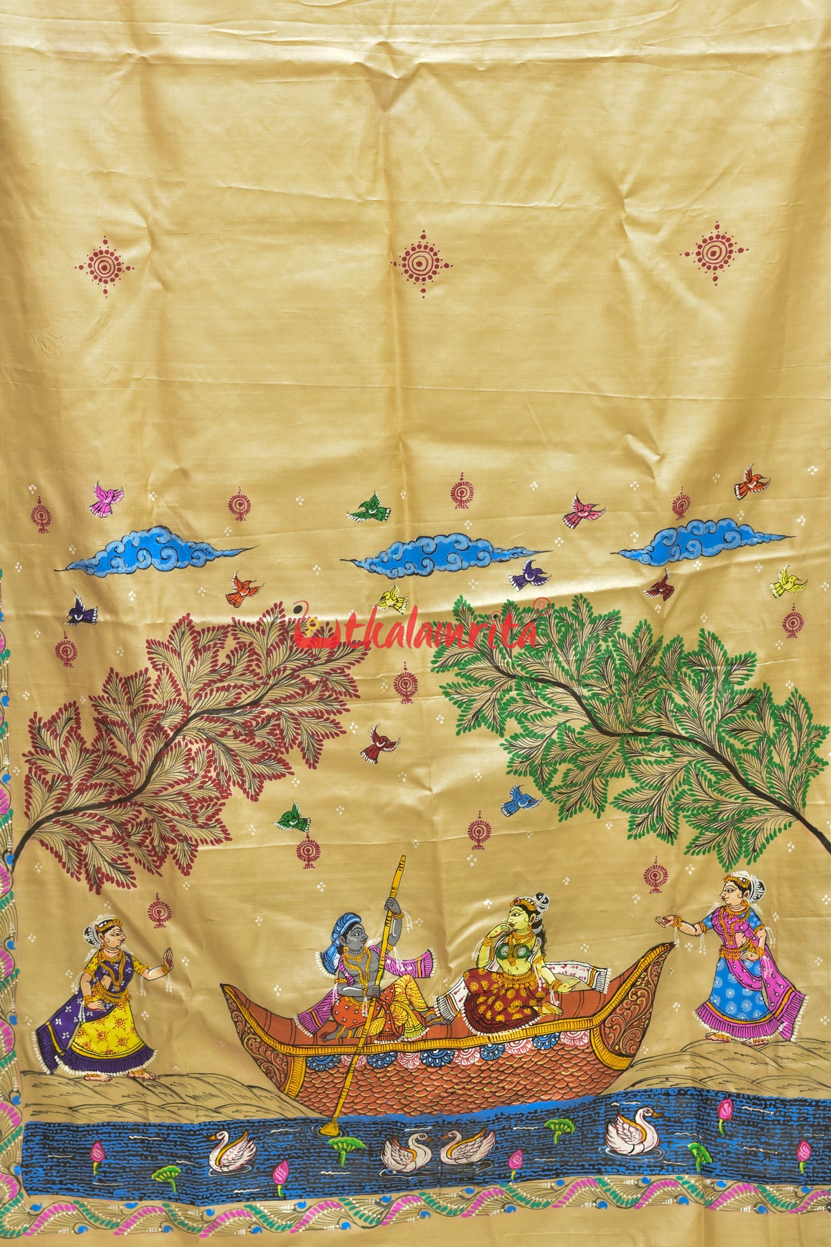 Nauka Paar Pattachitra Tussar Silk Saree