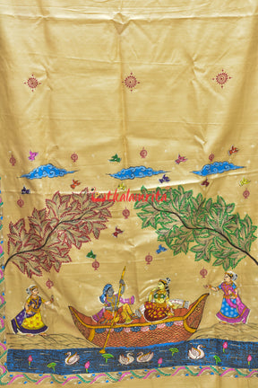 Nauka Paar Pattachitra Tussar Silk Saree