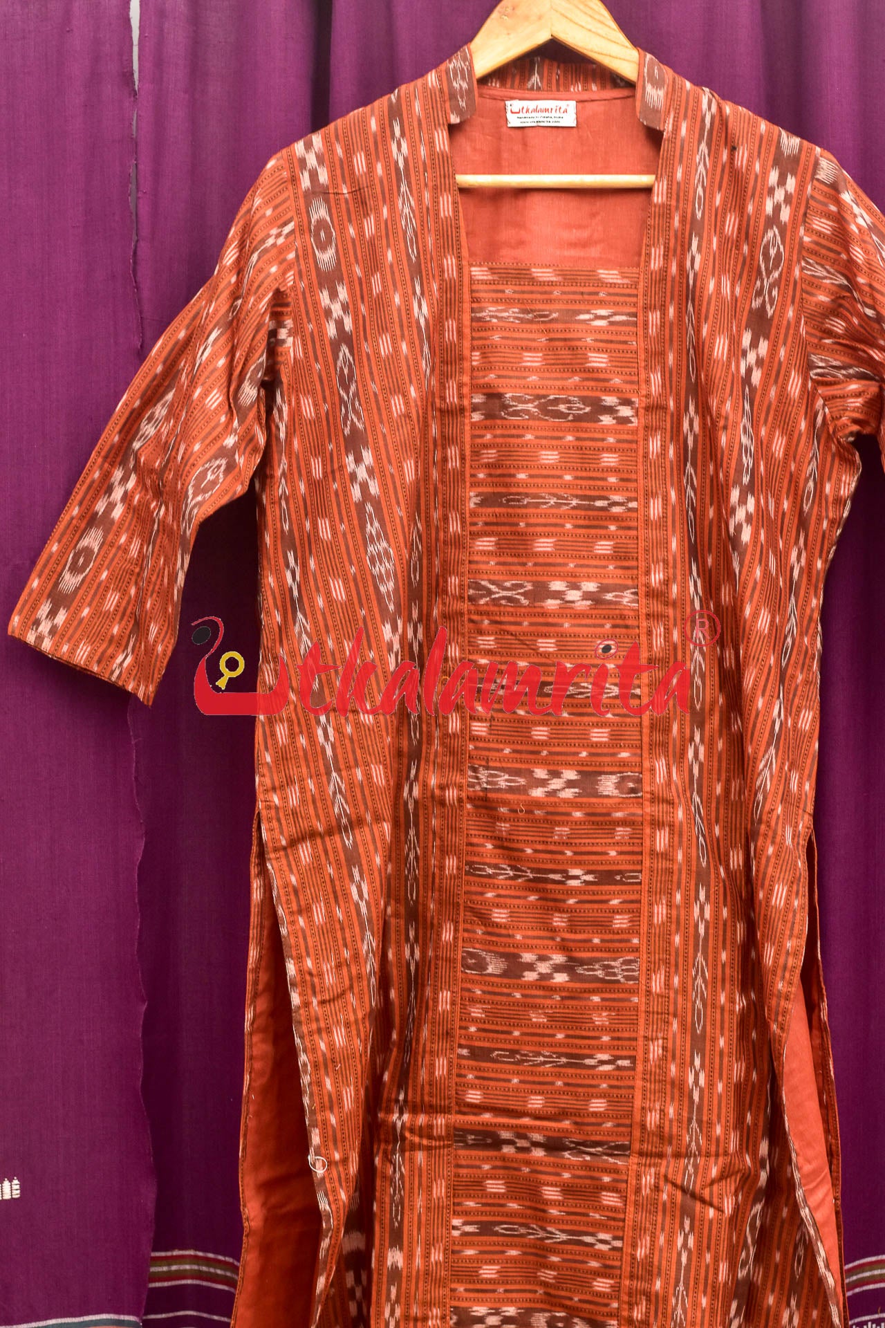 Rust Ikat Cotton (Ladies' Kurta)