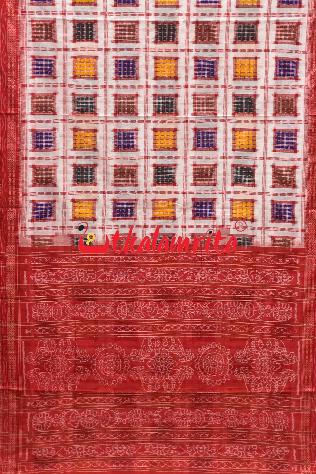 Aswini Red Border Sambalpuri Cotton Saree