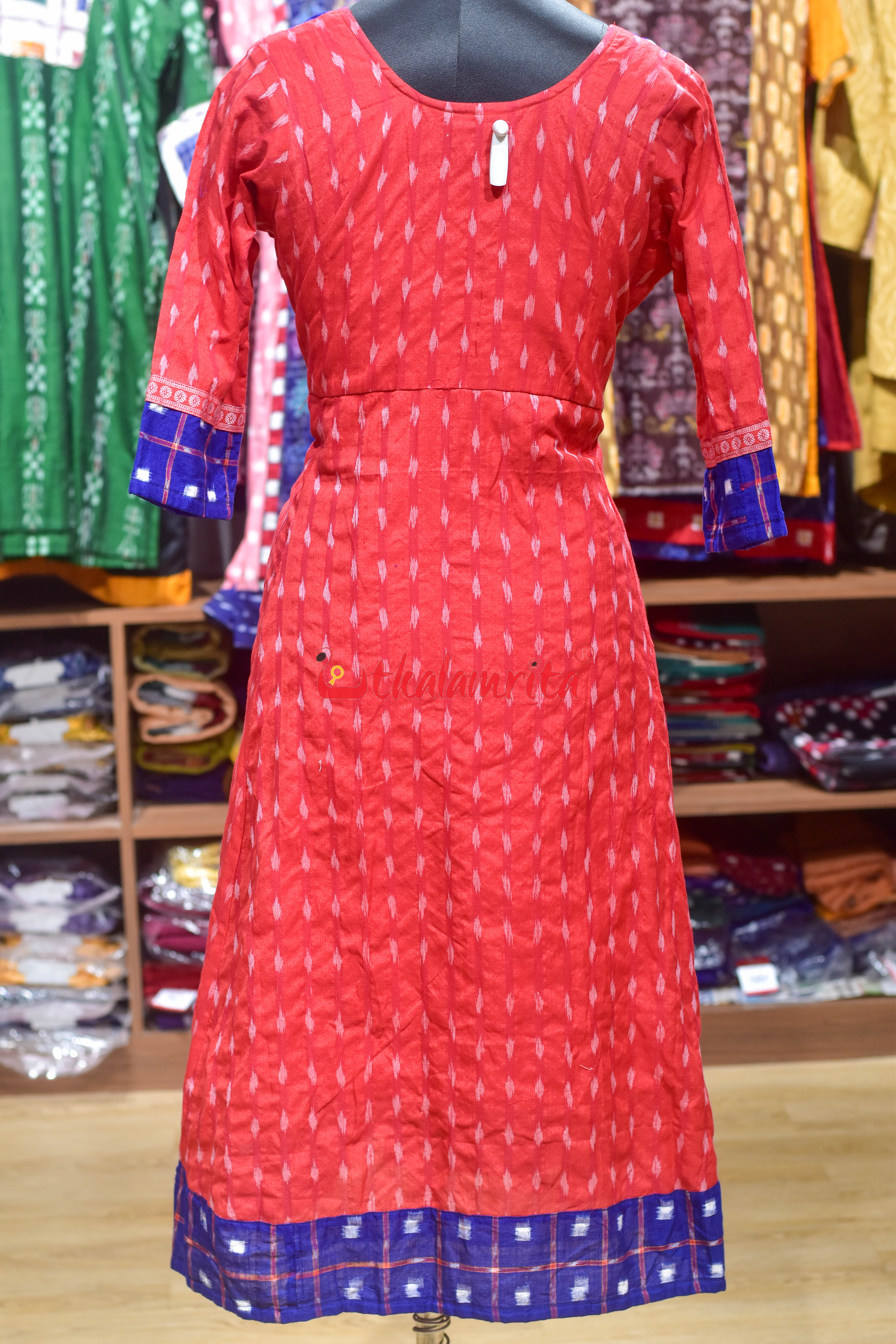 Blue-Red Sambalpuri Harmony Anarkali