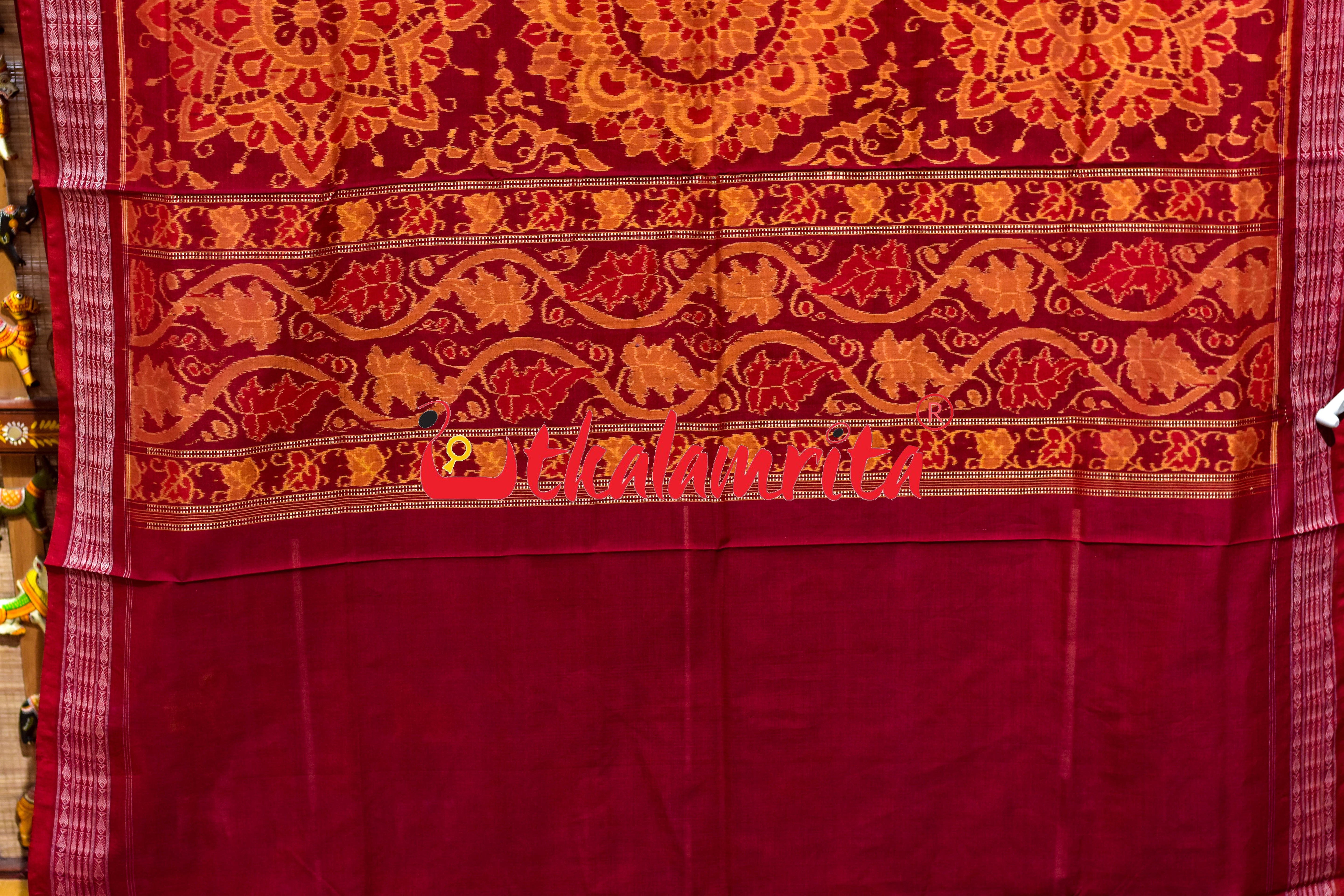 Green Orange Sua Chakra Sambalpuri Cotton Saree