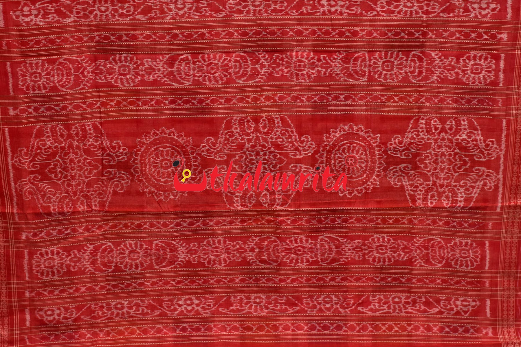 Aswini Red Border Sambalpuri Cotton Saree