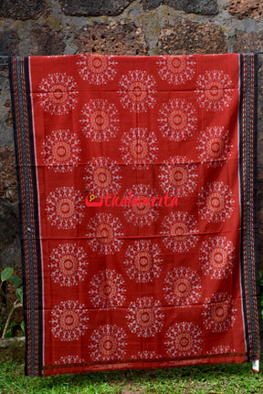 Rust Circle Tribals Khandua Cotton Saree