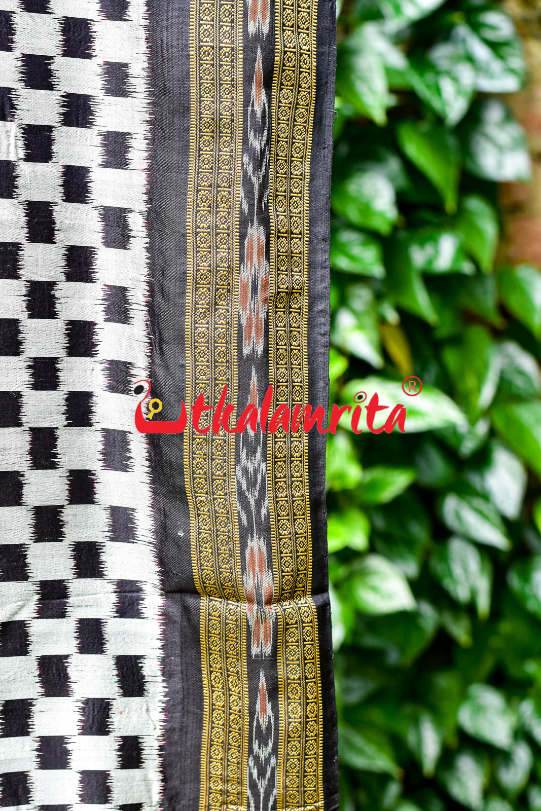 Maroon Hati With Checks Khandua Silk