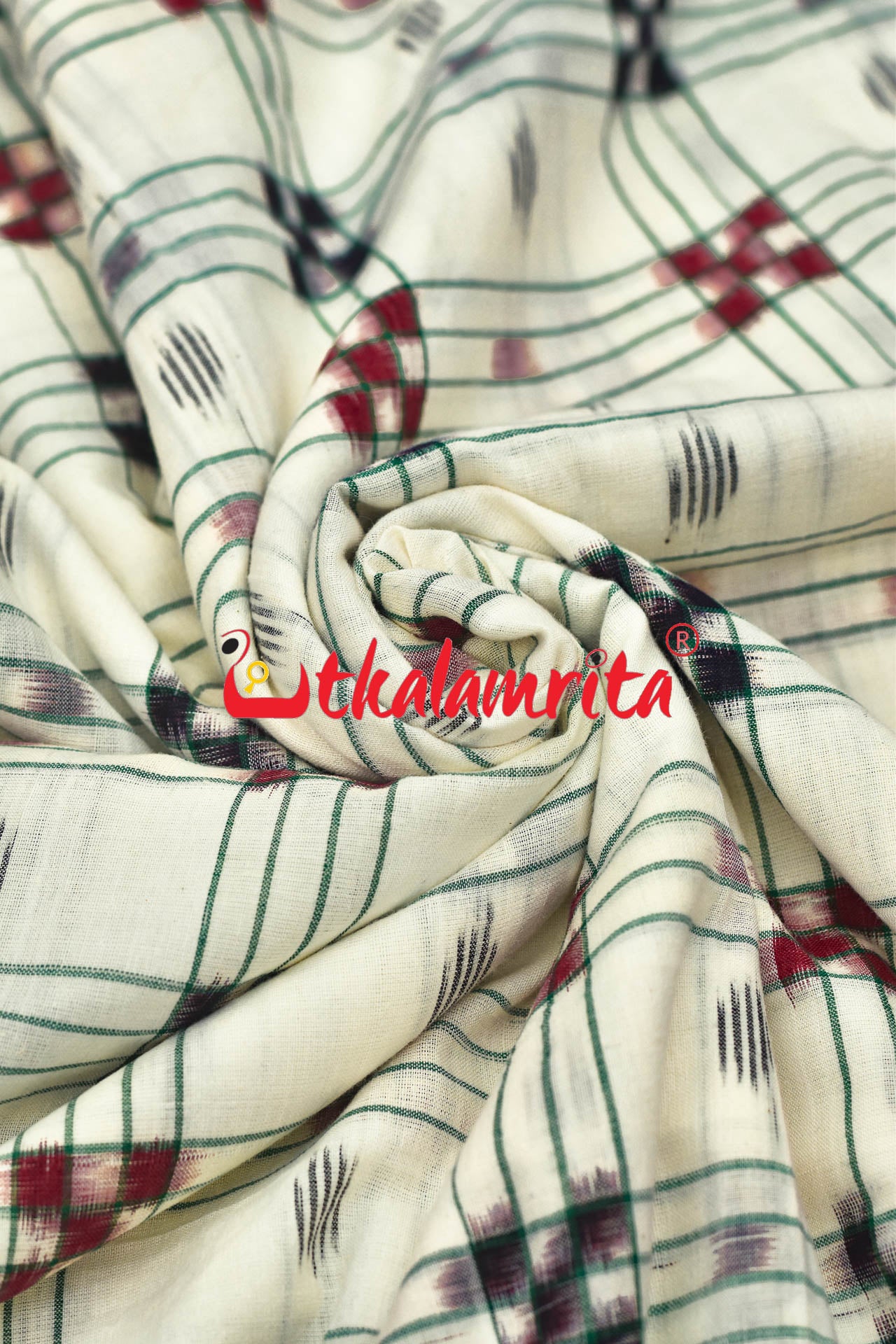 White with Red and Black Pasapali Cotton (Fabric)