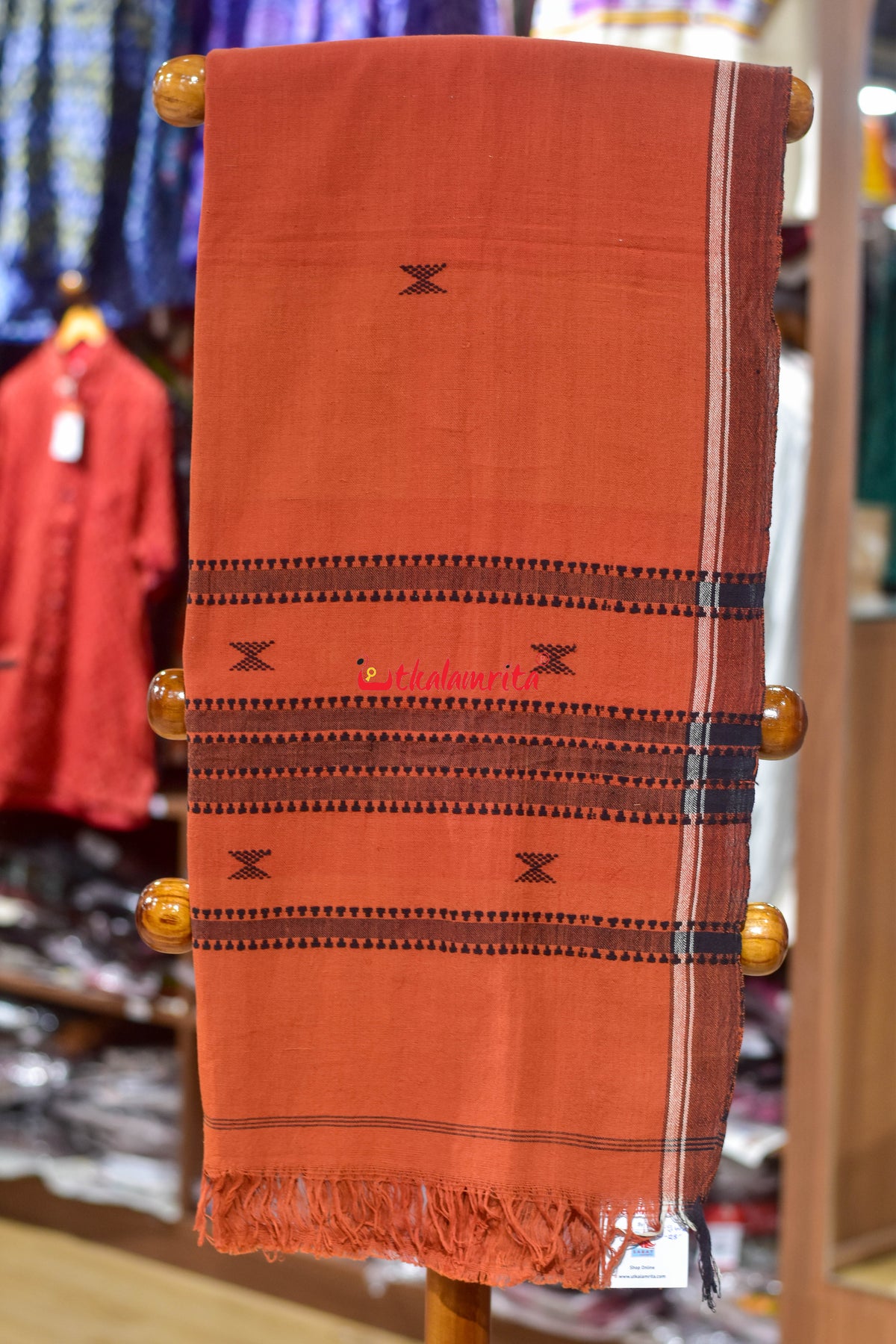 Rust Black Plain Border Kotpad (Dupatta)