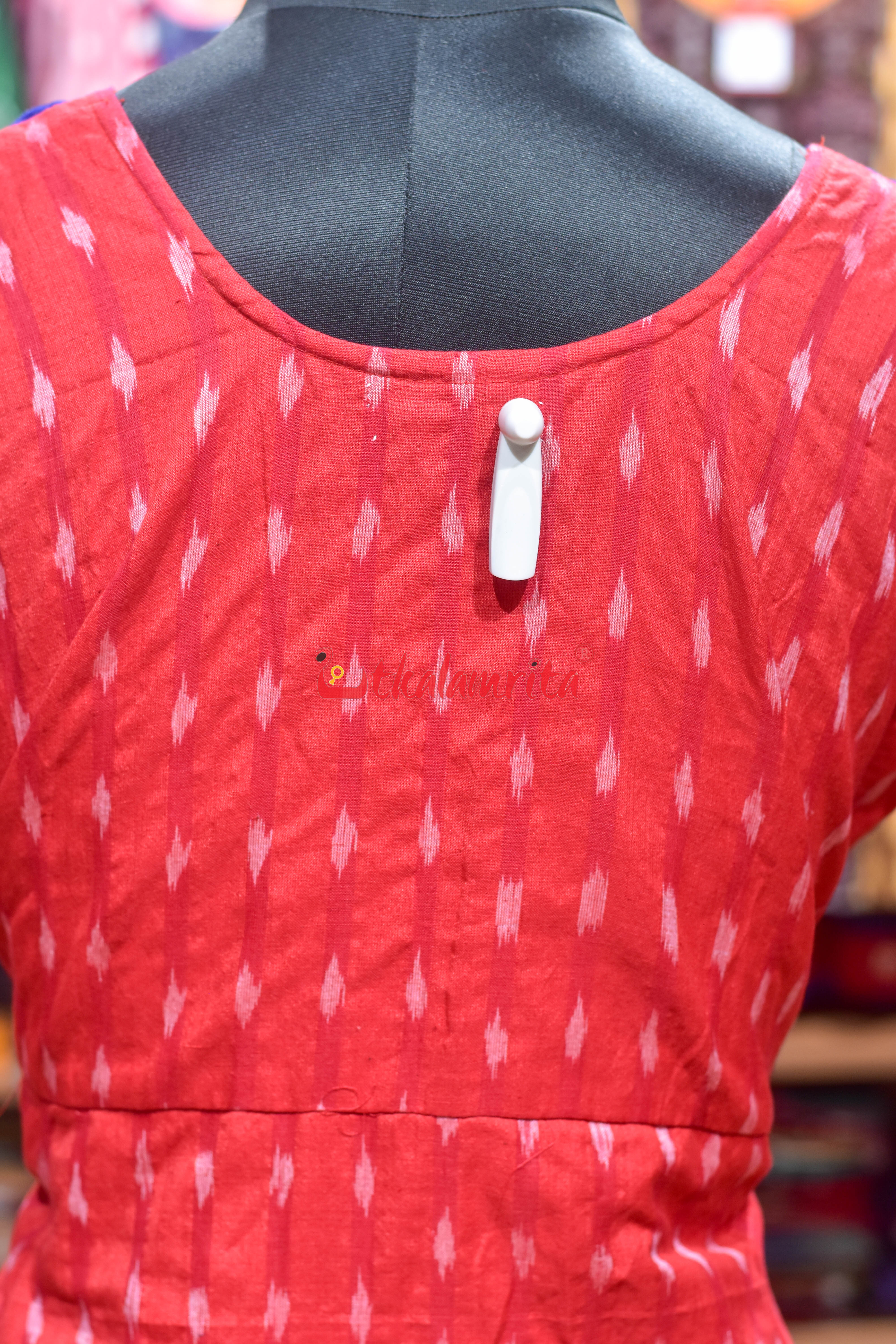 Blue-Red Sambalpuri Harmony Anarkali
