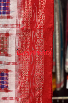 Aswini Red Border Sambalpuri Cotton Saree