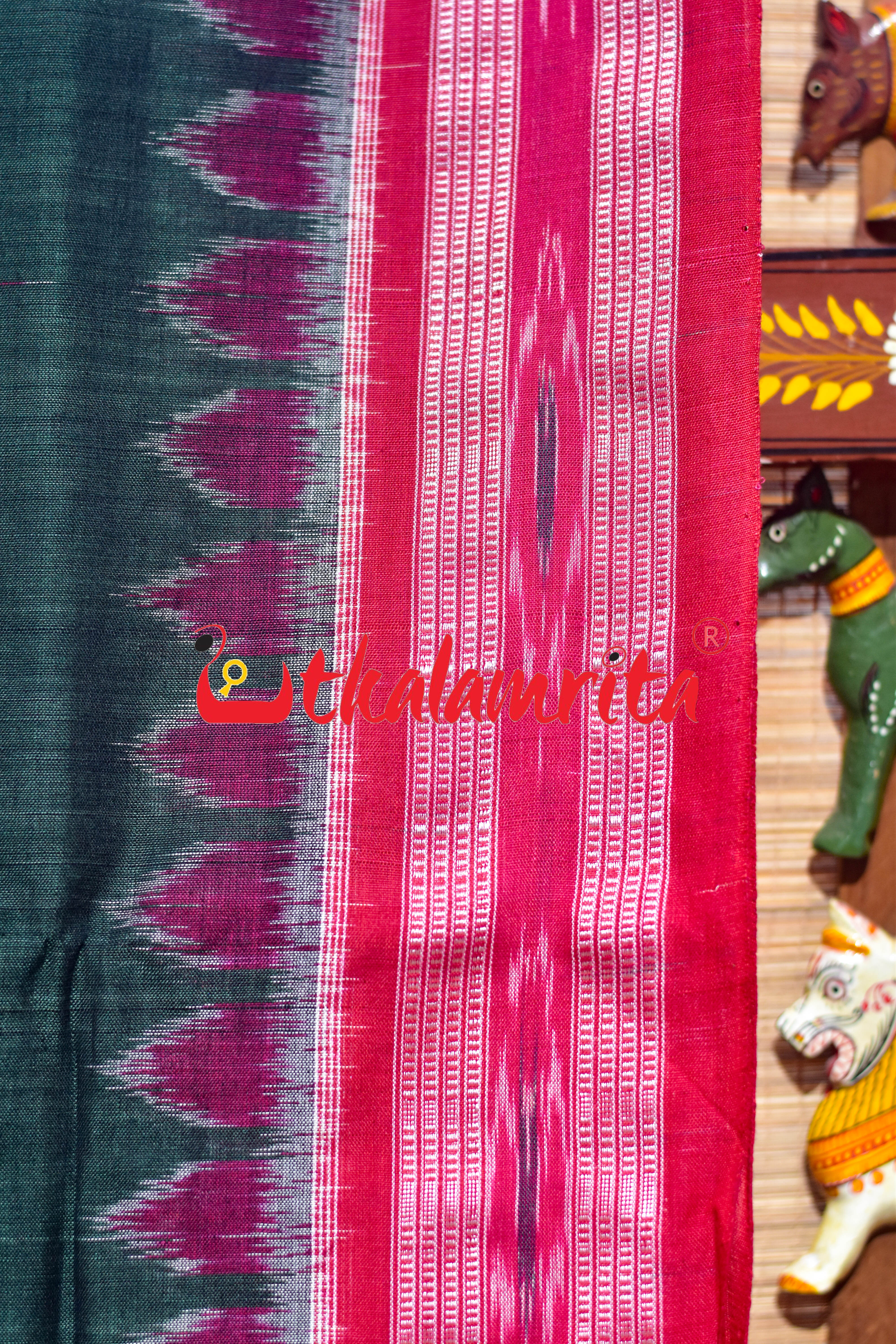 Olive Red Damru Khandua Cotton Saree
