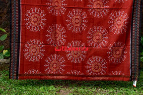 Rust Circle Tribals Khandua Cotton Saree