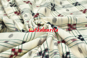 White with Red and Black Pasapali Cotton (Fabric)