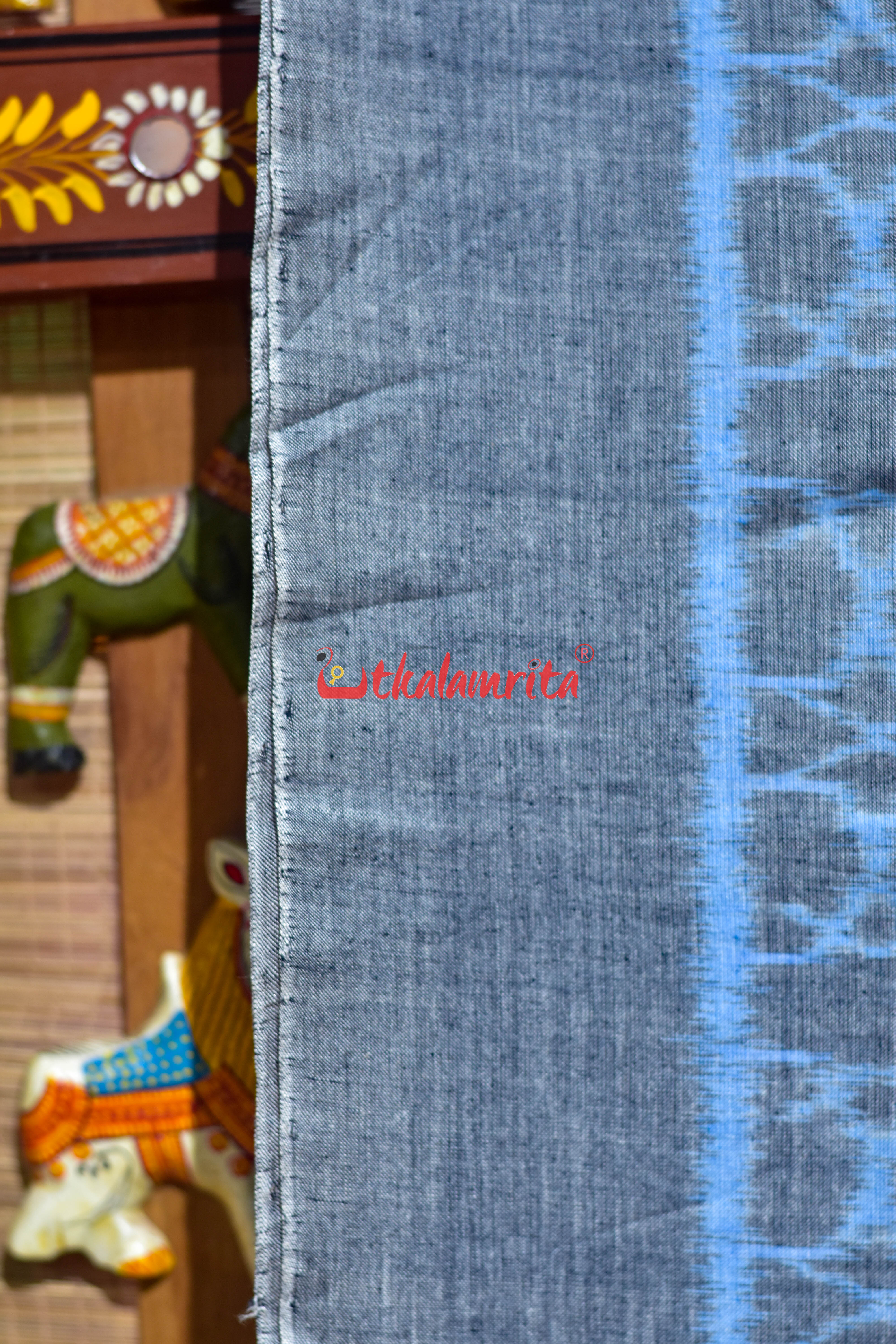 Grey Mandala Art Khandua Cotton Saree