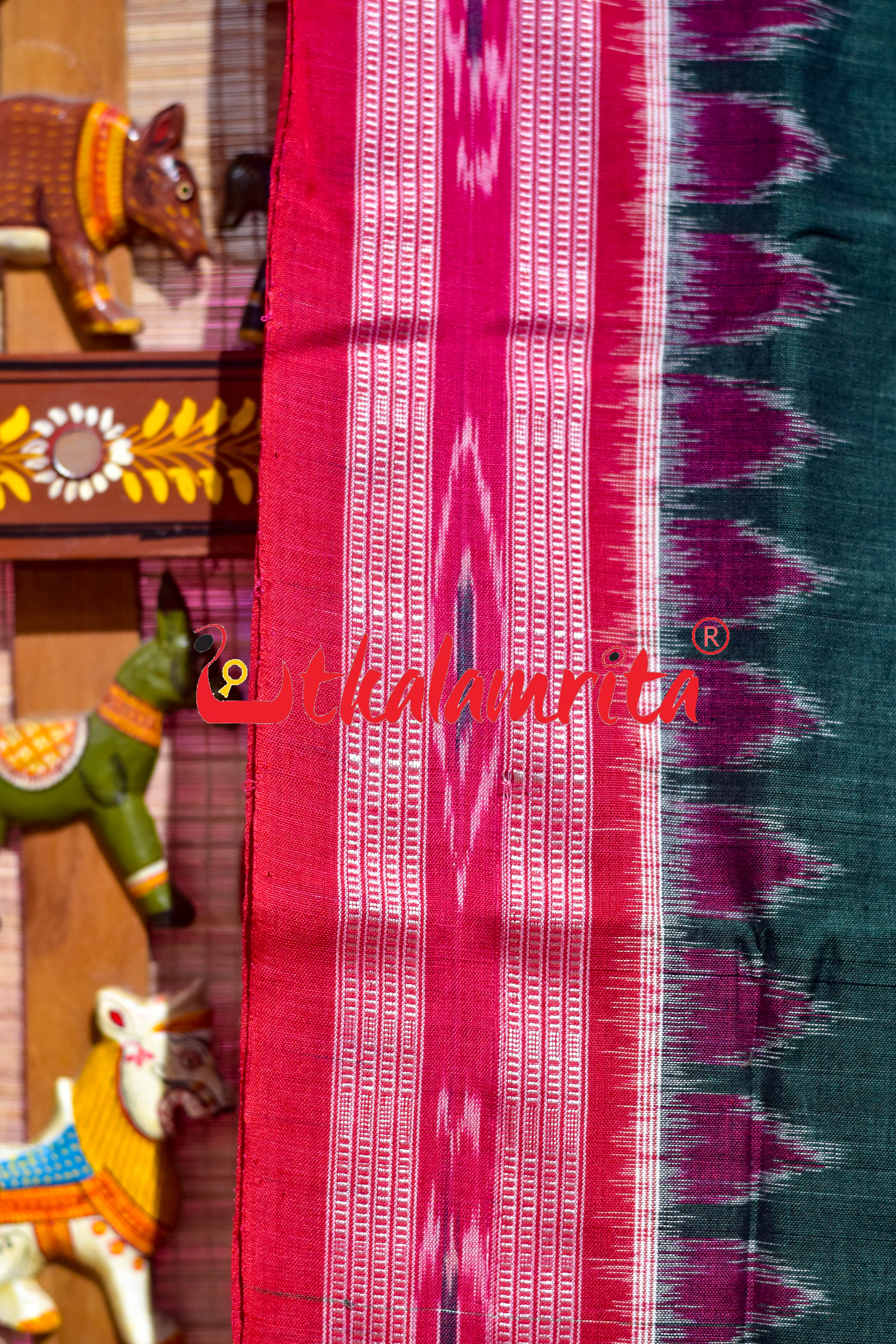 Olive Red Damru Khandua Cotton Saree