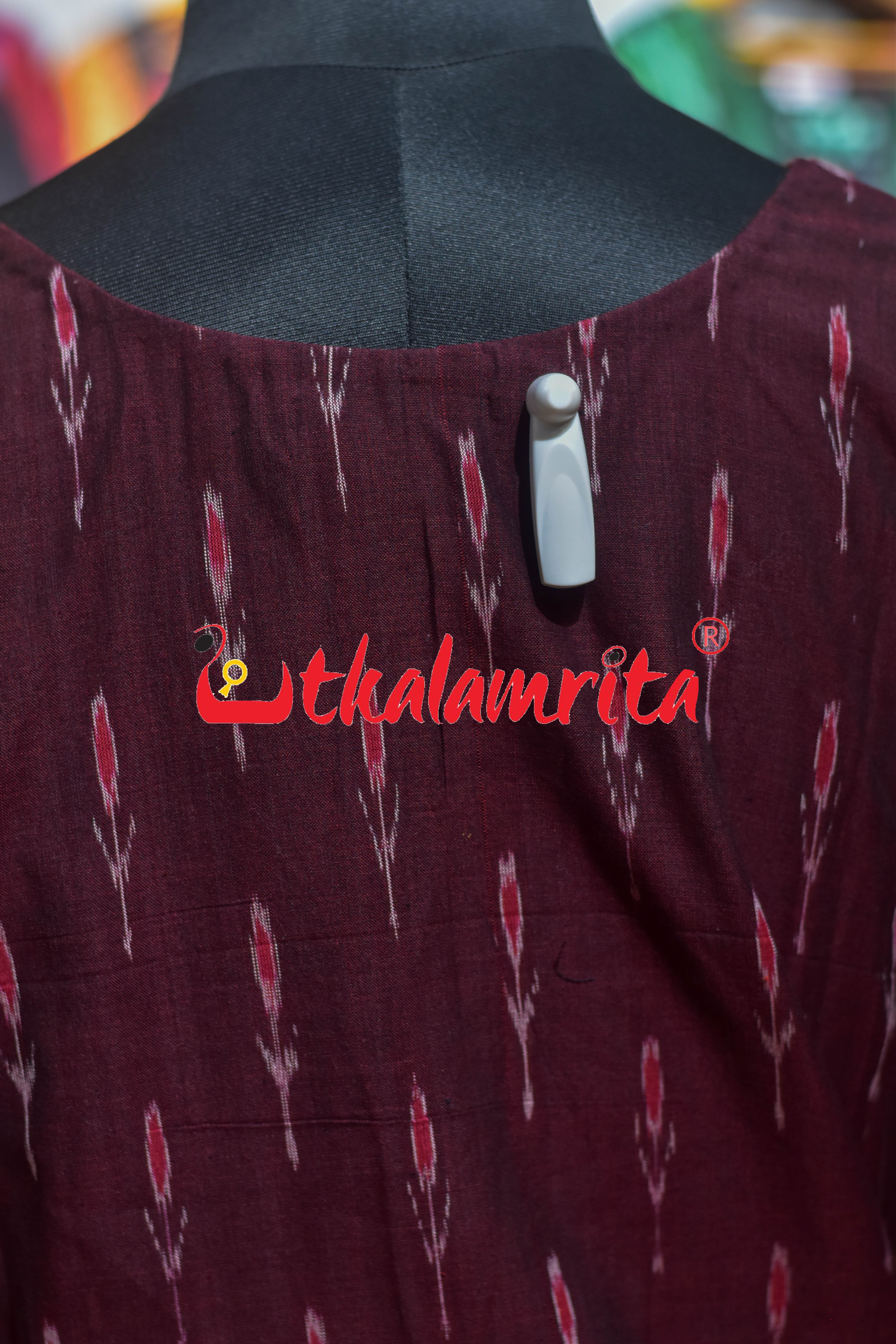 3D Flower Maroon Labanga Bandha (Ladies' Kurti)