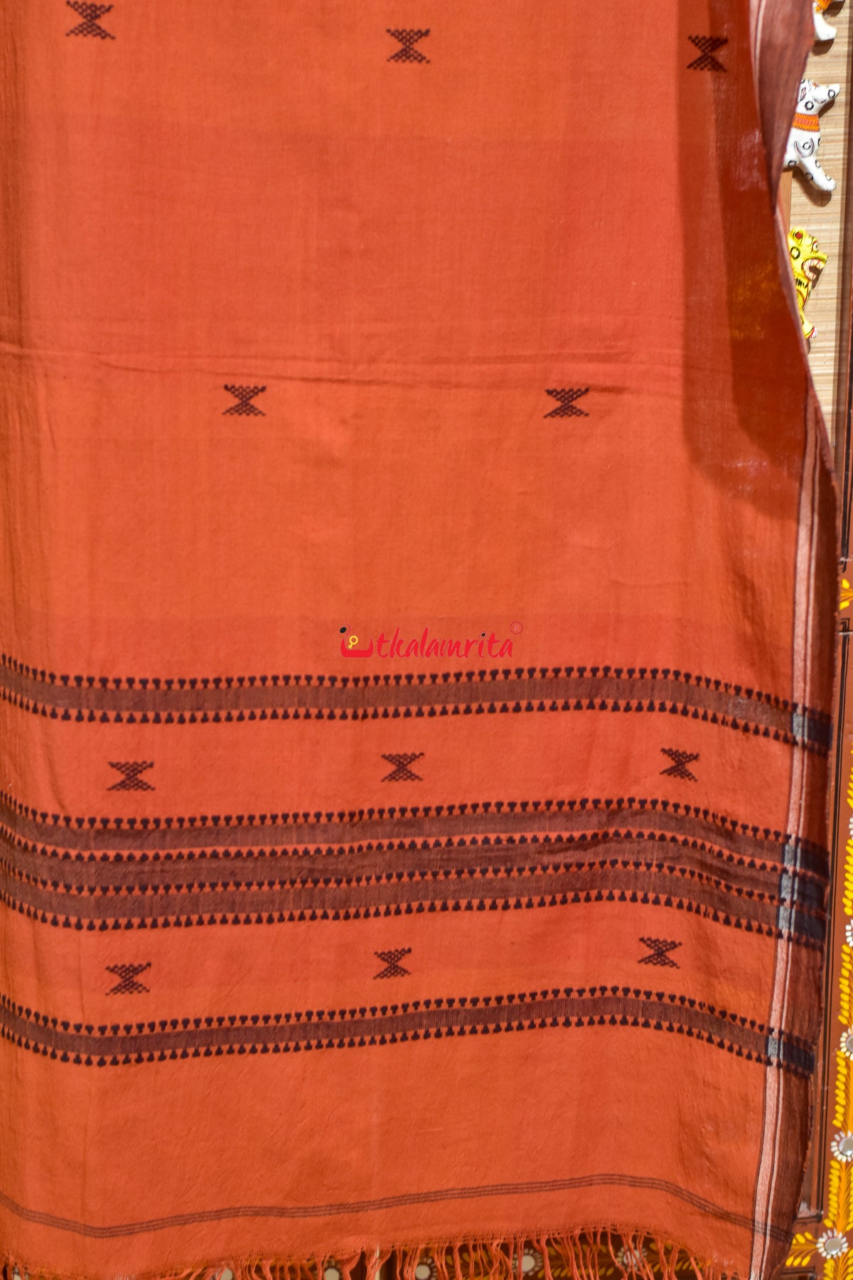 Rust Black Plain Border Kotpad (Dupatta)