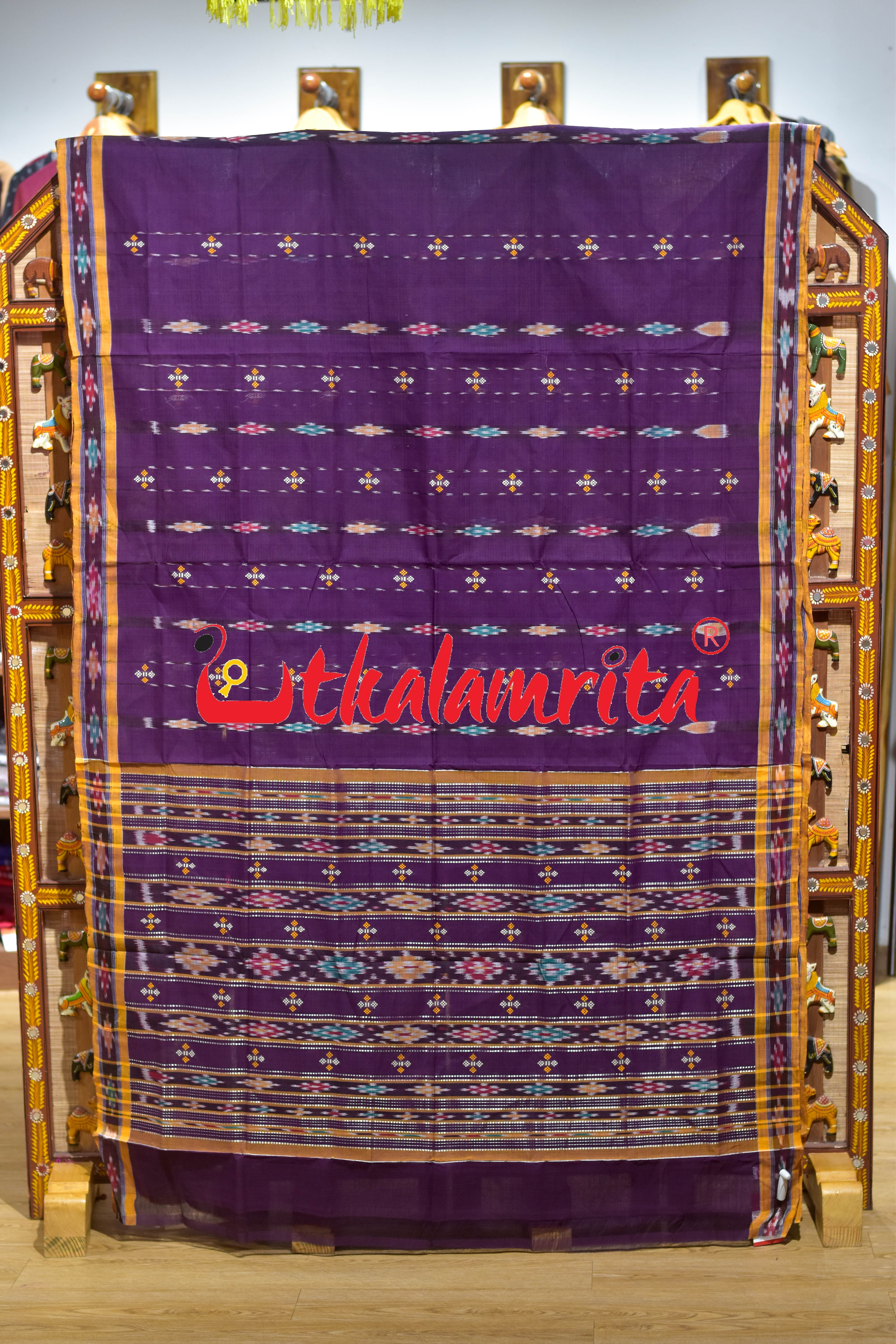 Purple Punji Diamond Pittala Single Cotton Saree