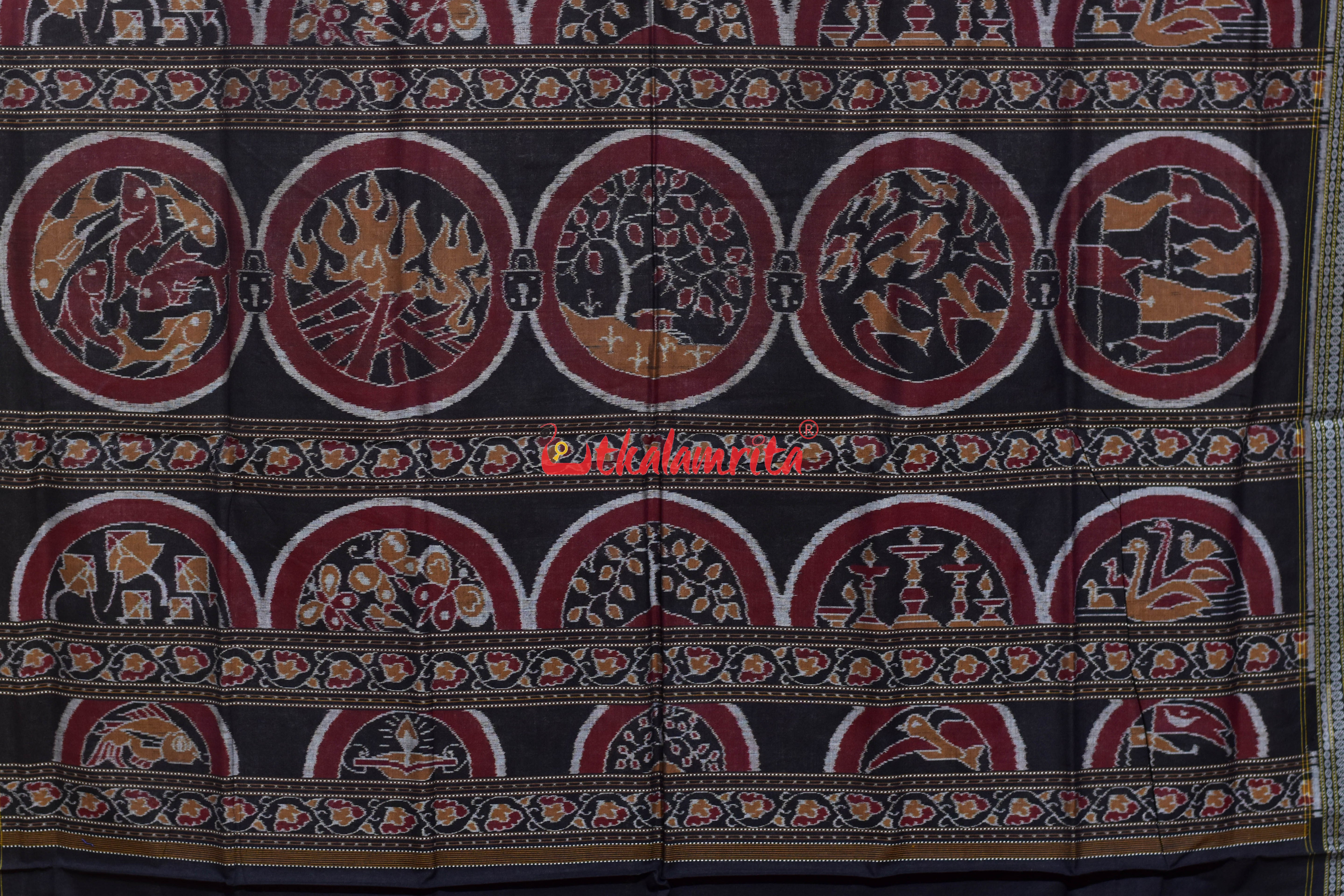 Coffee Red Tantasala Sambalpuri Bapta Saree