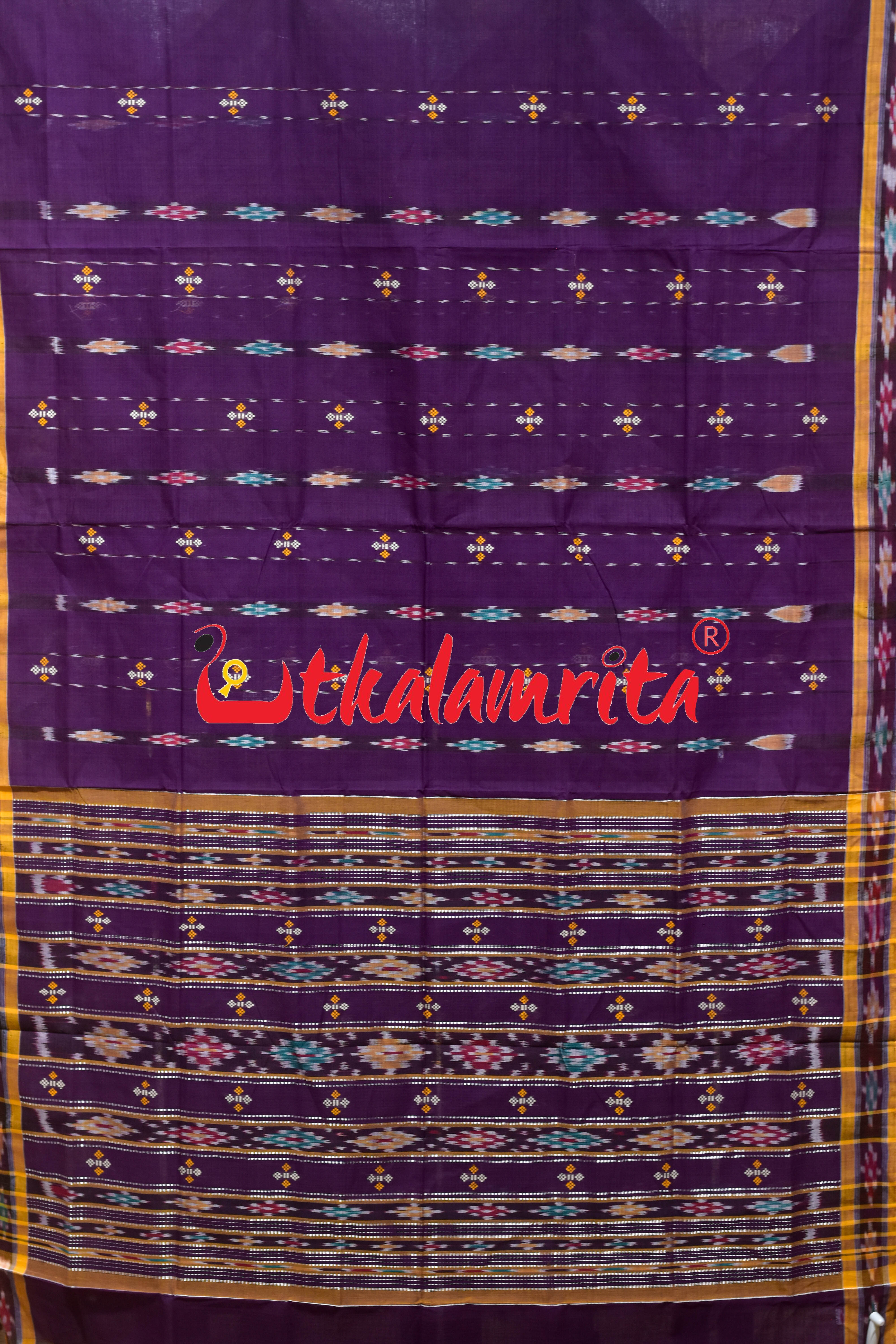 Purple Punji Diamond Pittala Single Cotton Saree