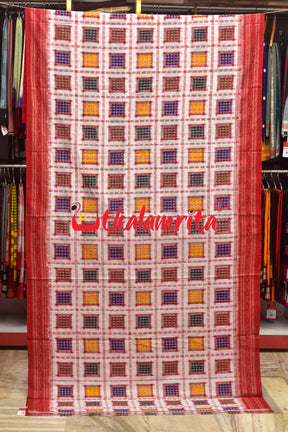 Aswini Red Border Sambalpuri Cotton Saree