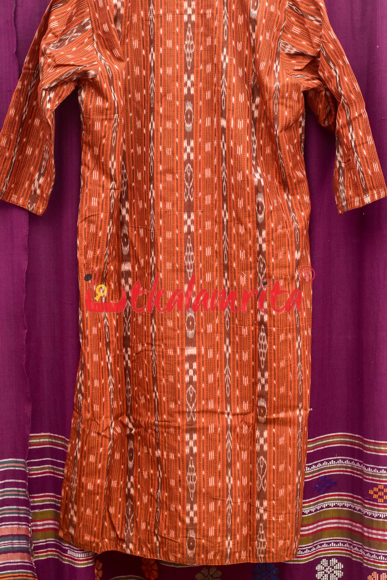 Rust Ikat Cotton (Ladies' Kurta)