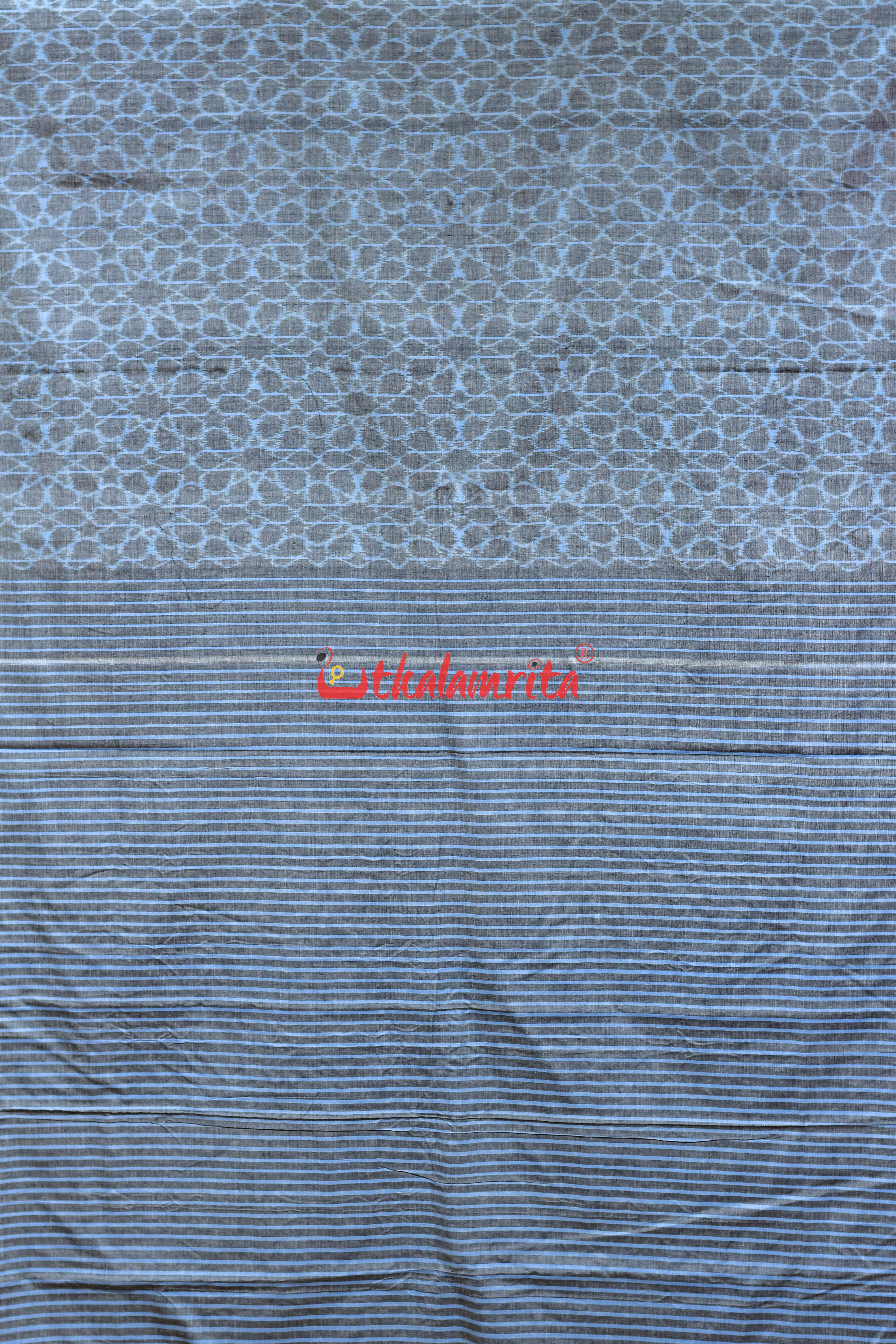 Grey Mandala Art Khandua Cotton Saree