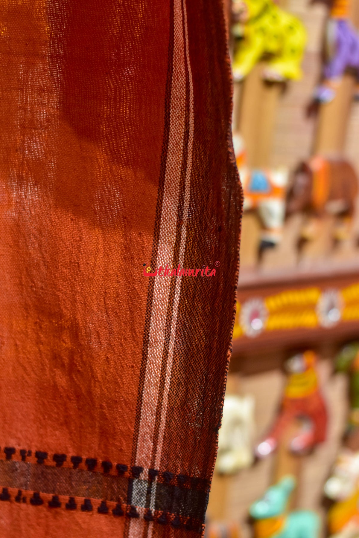 Rust Black Plain Border Kotpad (Dupatta)