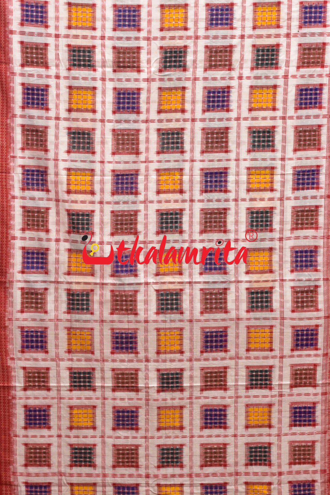 Aswini Red Border Sambalpuri Cotton Saree