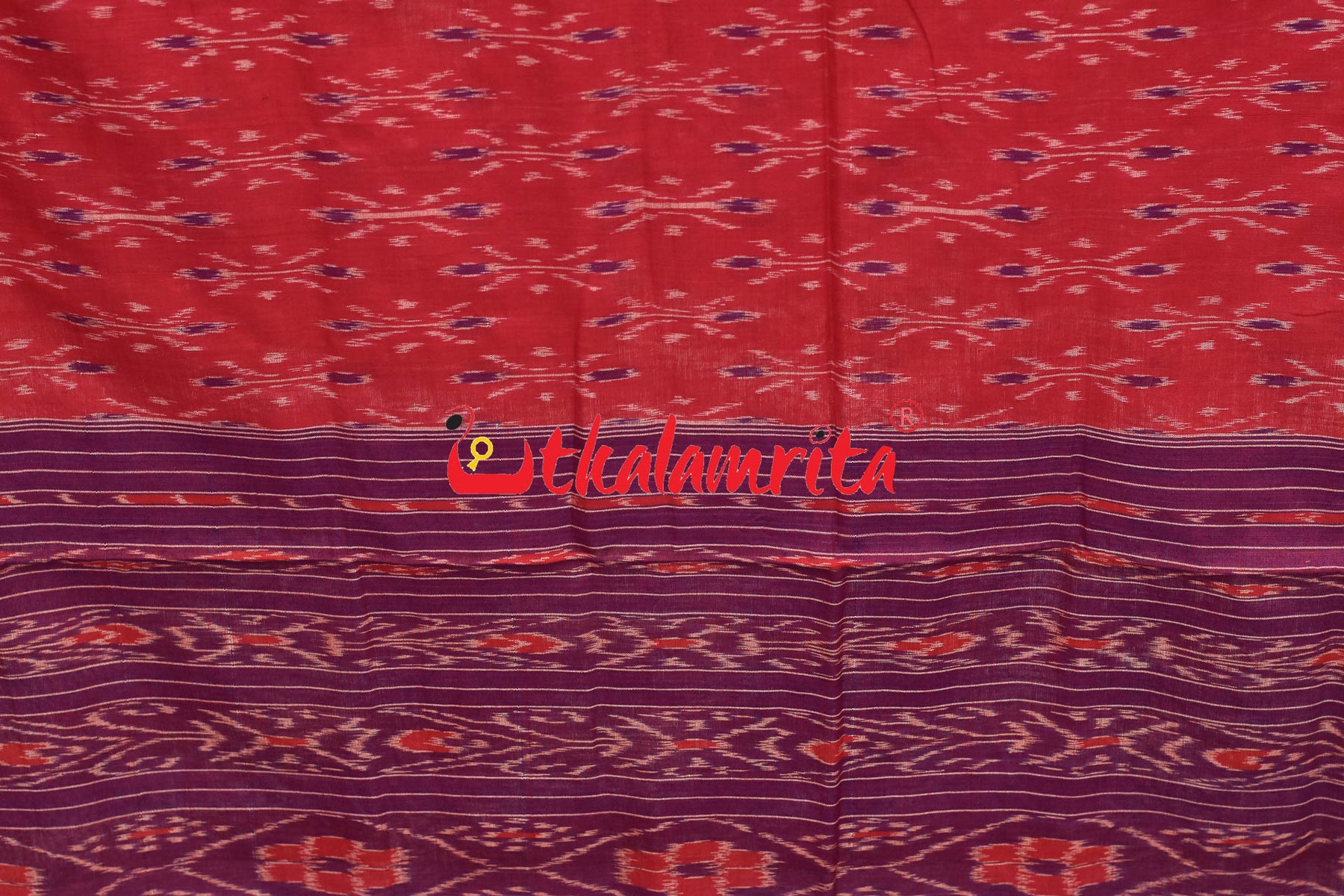 Red Blue Body Bandha Khandua Cotton Saree