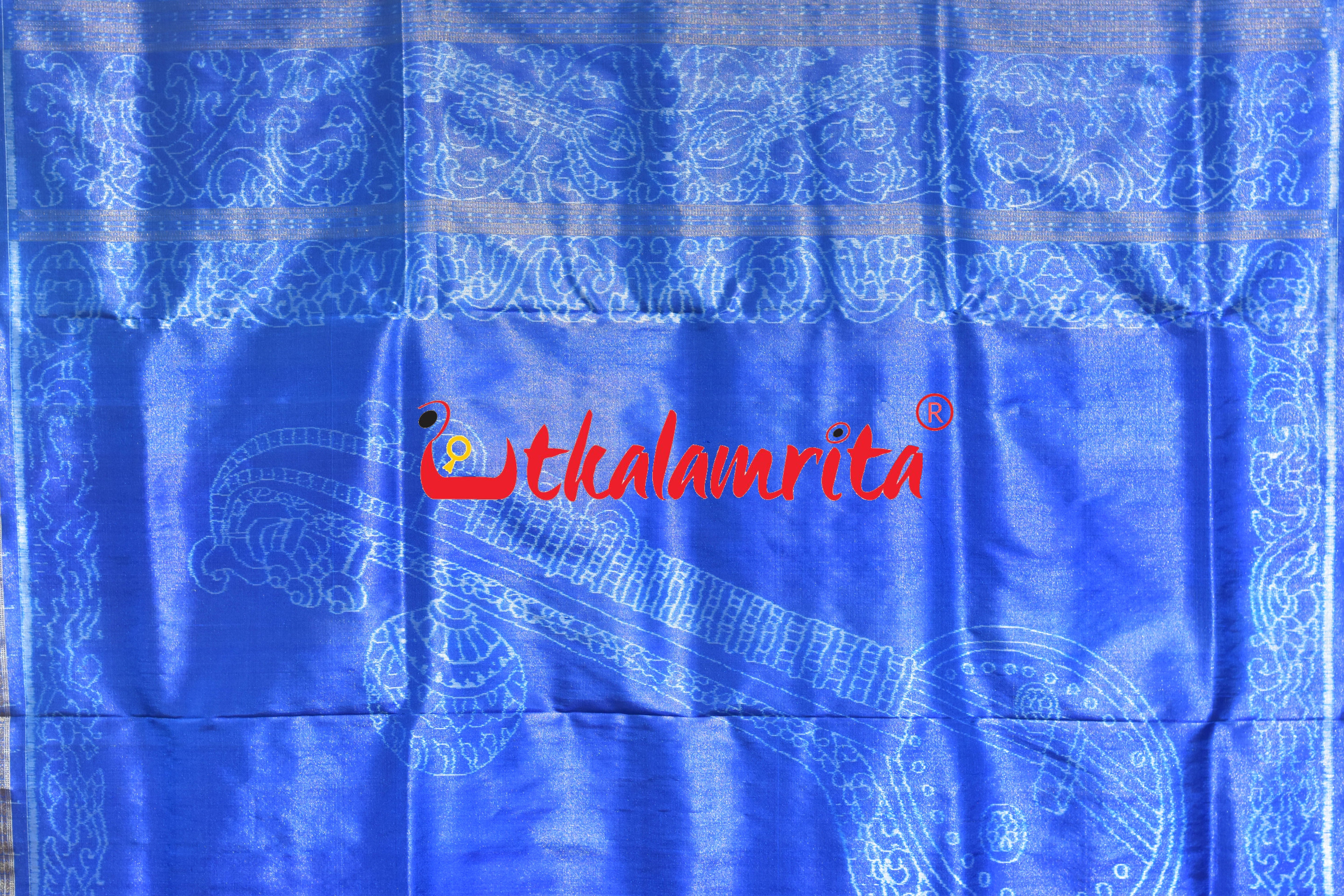 Light Blue 3D Bina Full Tissue Sambalpuri Silk Saree