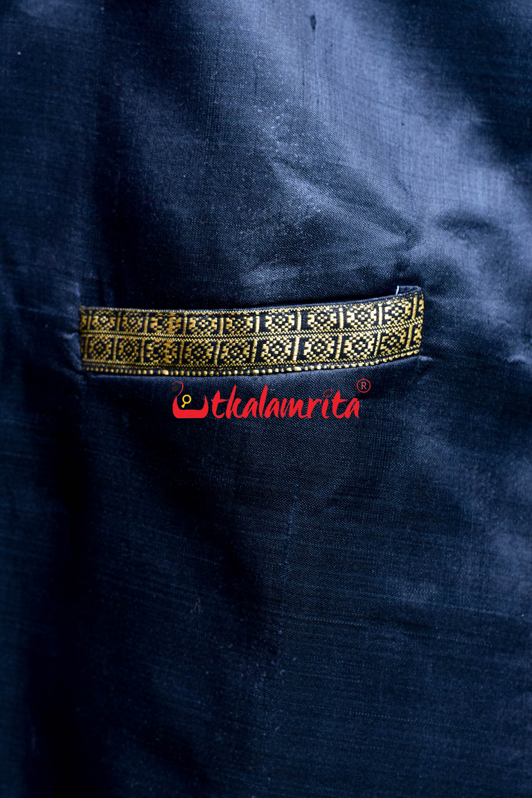Black Silk Mayura Puchha Pattachitra (Men's  Half Jacket)