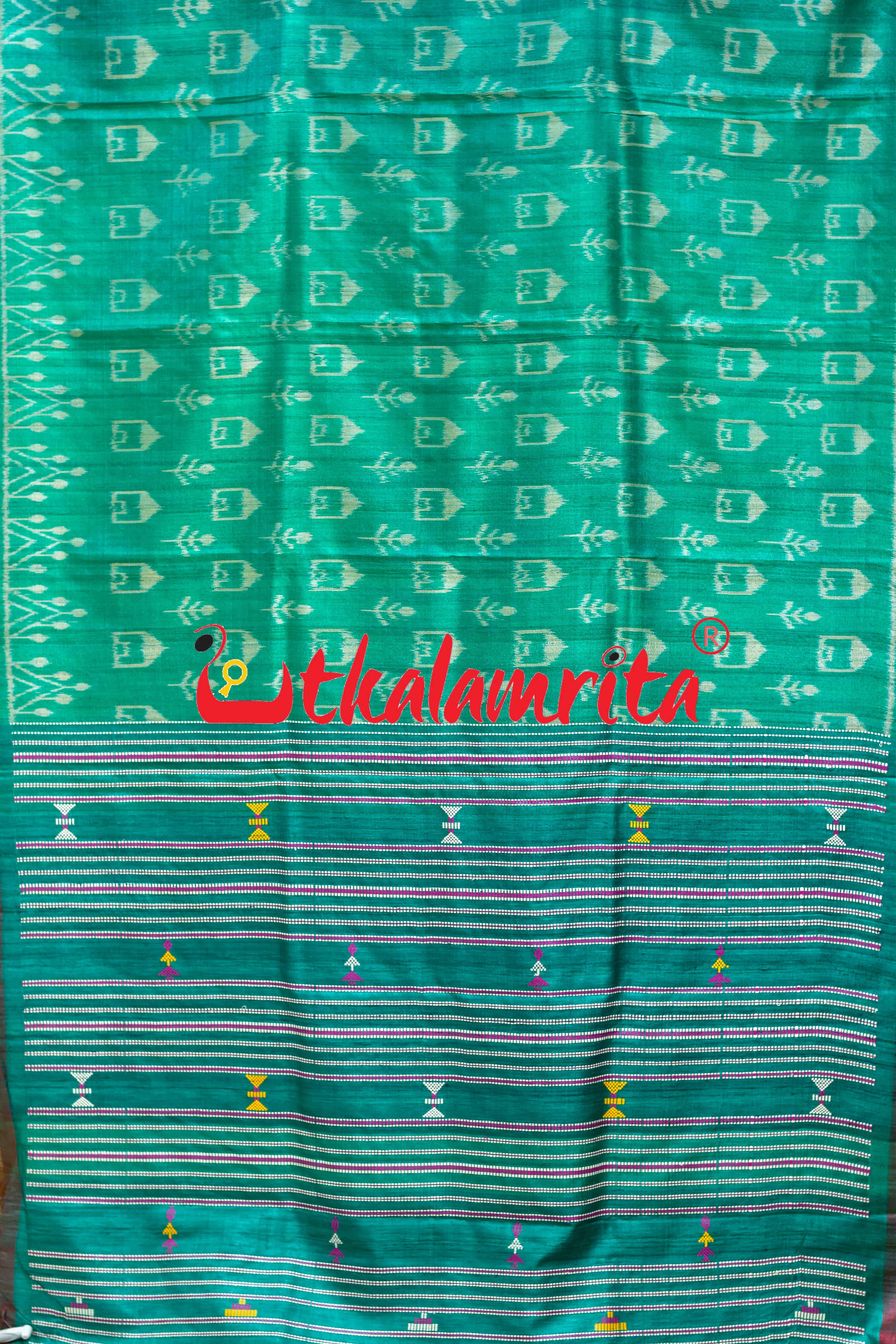Green Tribal Huts Phoda Anchal Gopalpur Tussar Saree