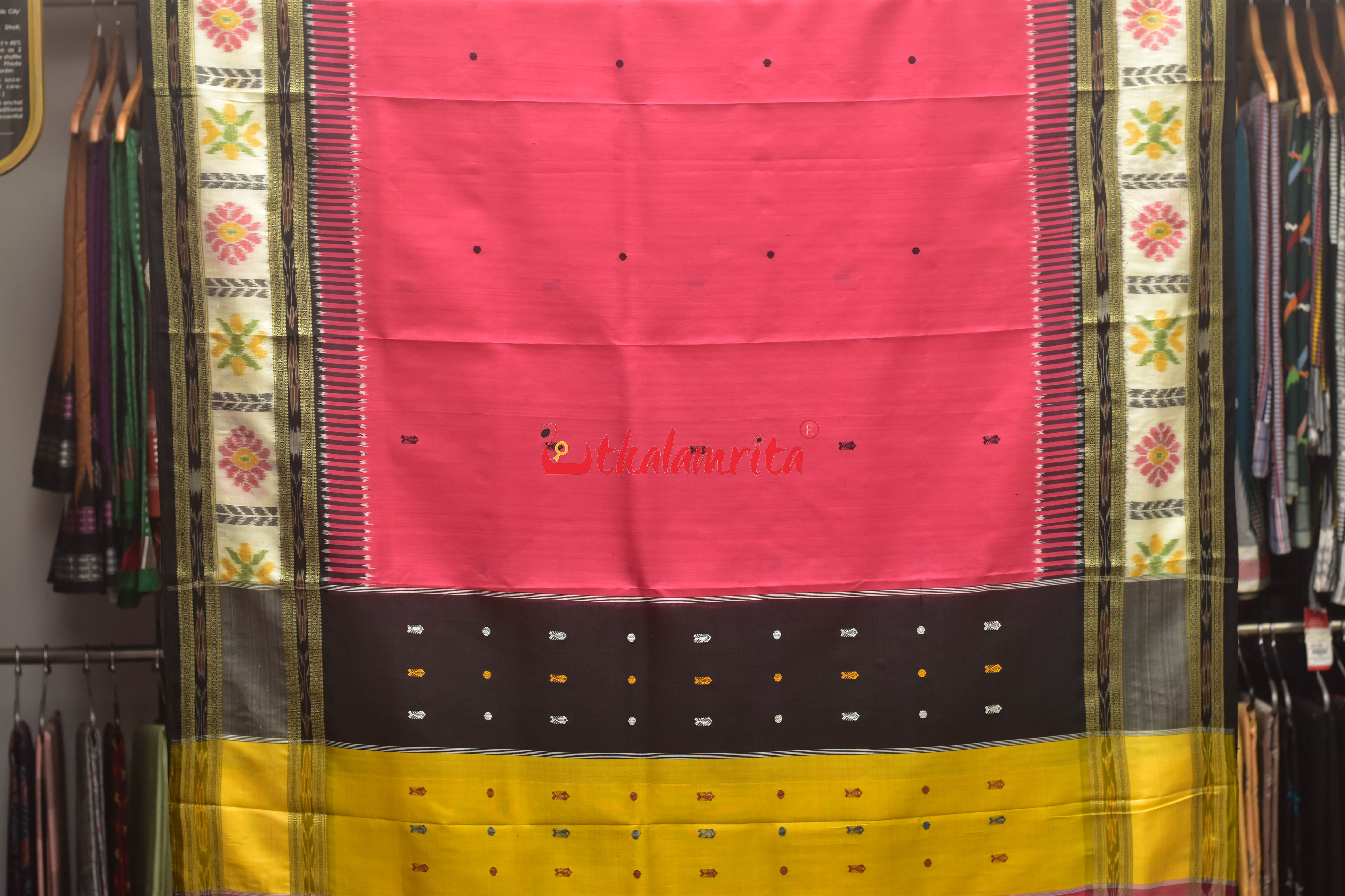 Pink Fish Buti Kathifera Silk Saree