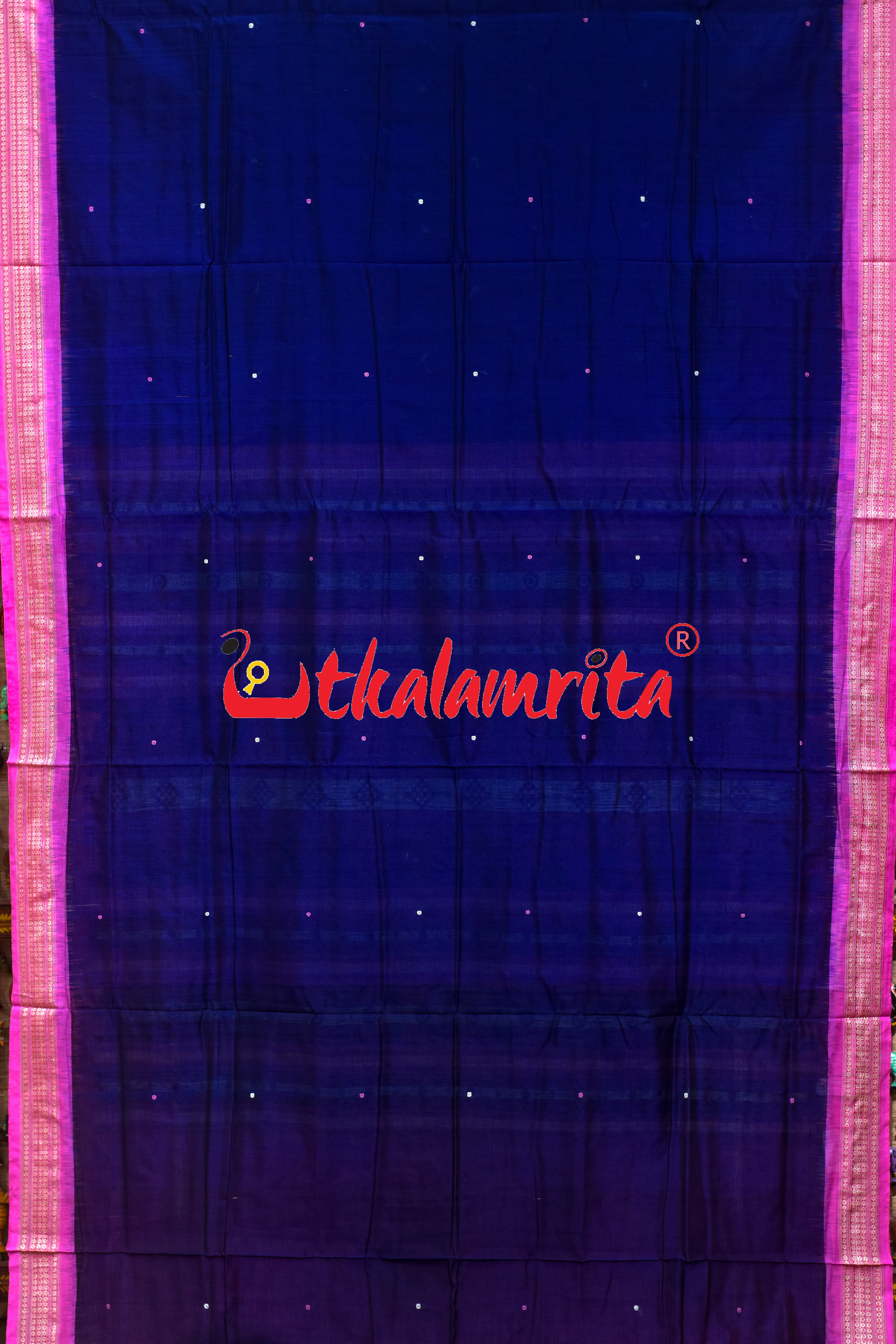 Blue Pink Buti Bomkai Cotton Saree
