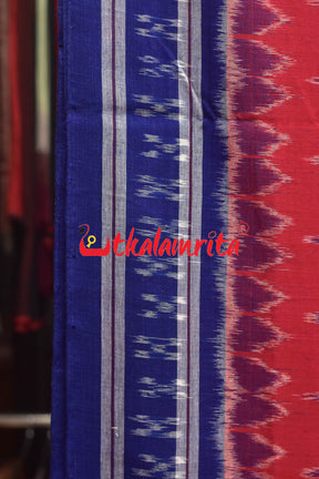 Red Blue Body Bandha Khandua Cotton Saree