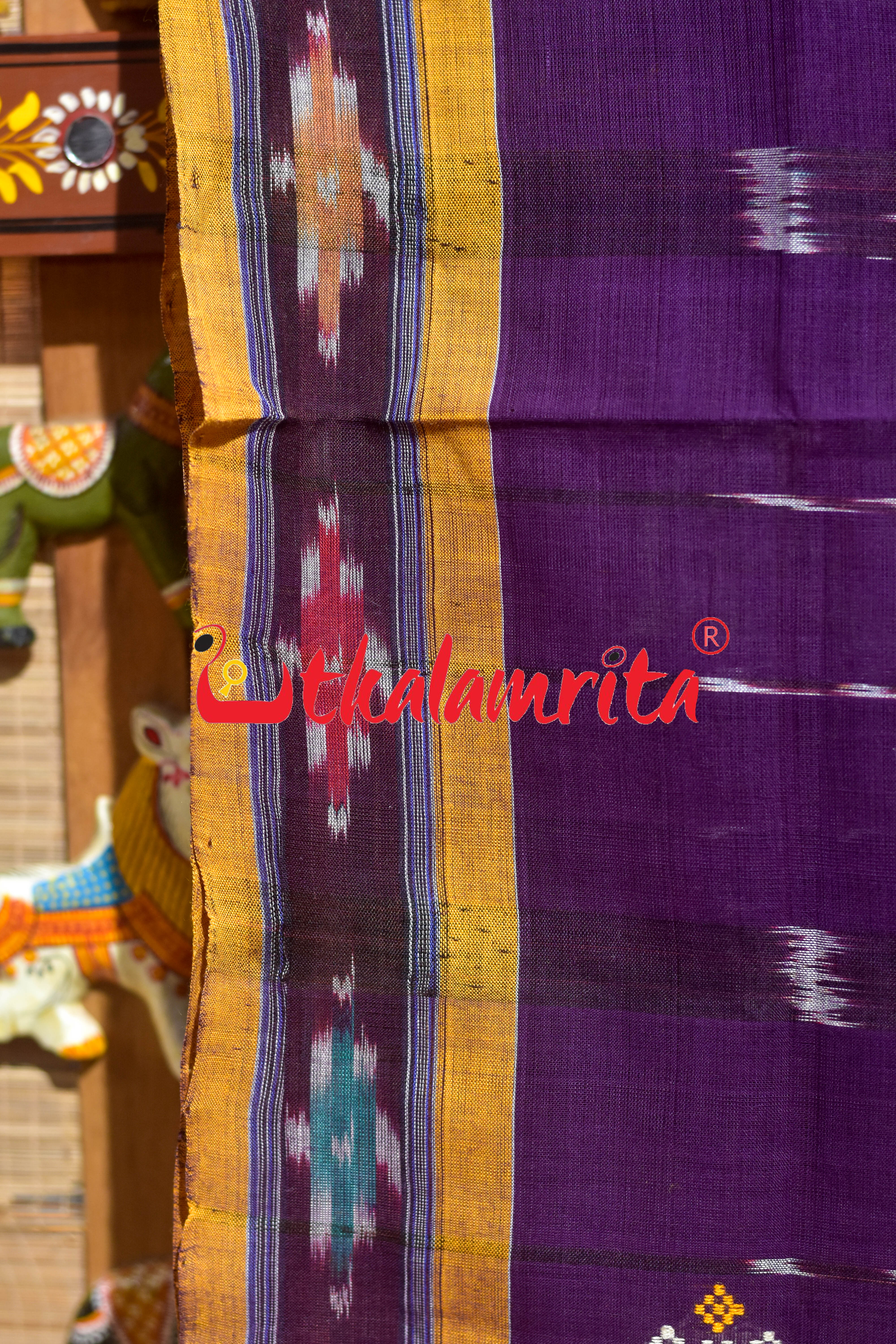 Purple Punji Diamond Pittala Single Cotton Saree