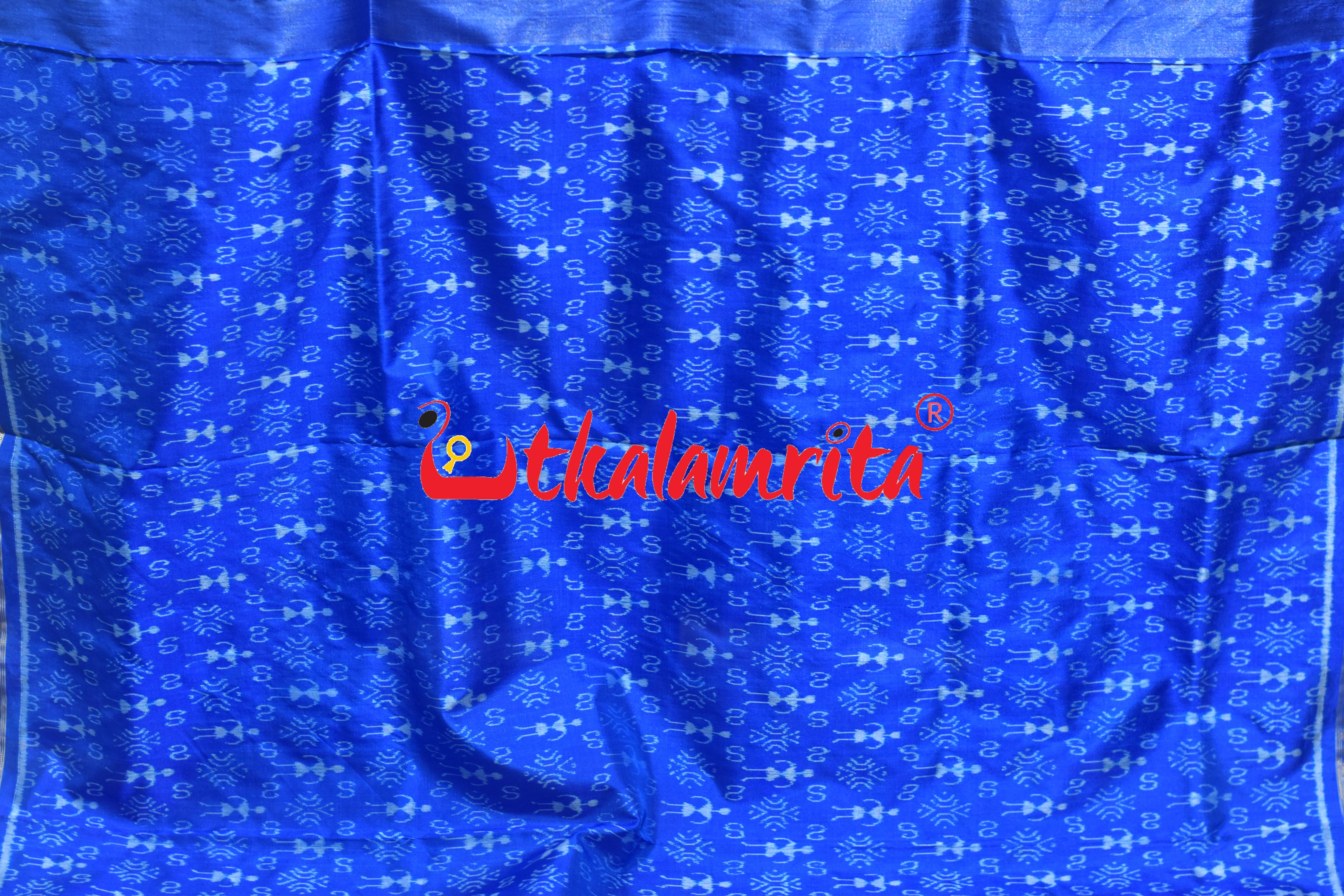 Light Blue 3D Bina Full Tissue Sambalpuri Silk Saree