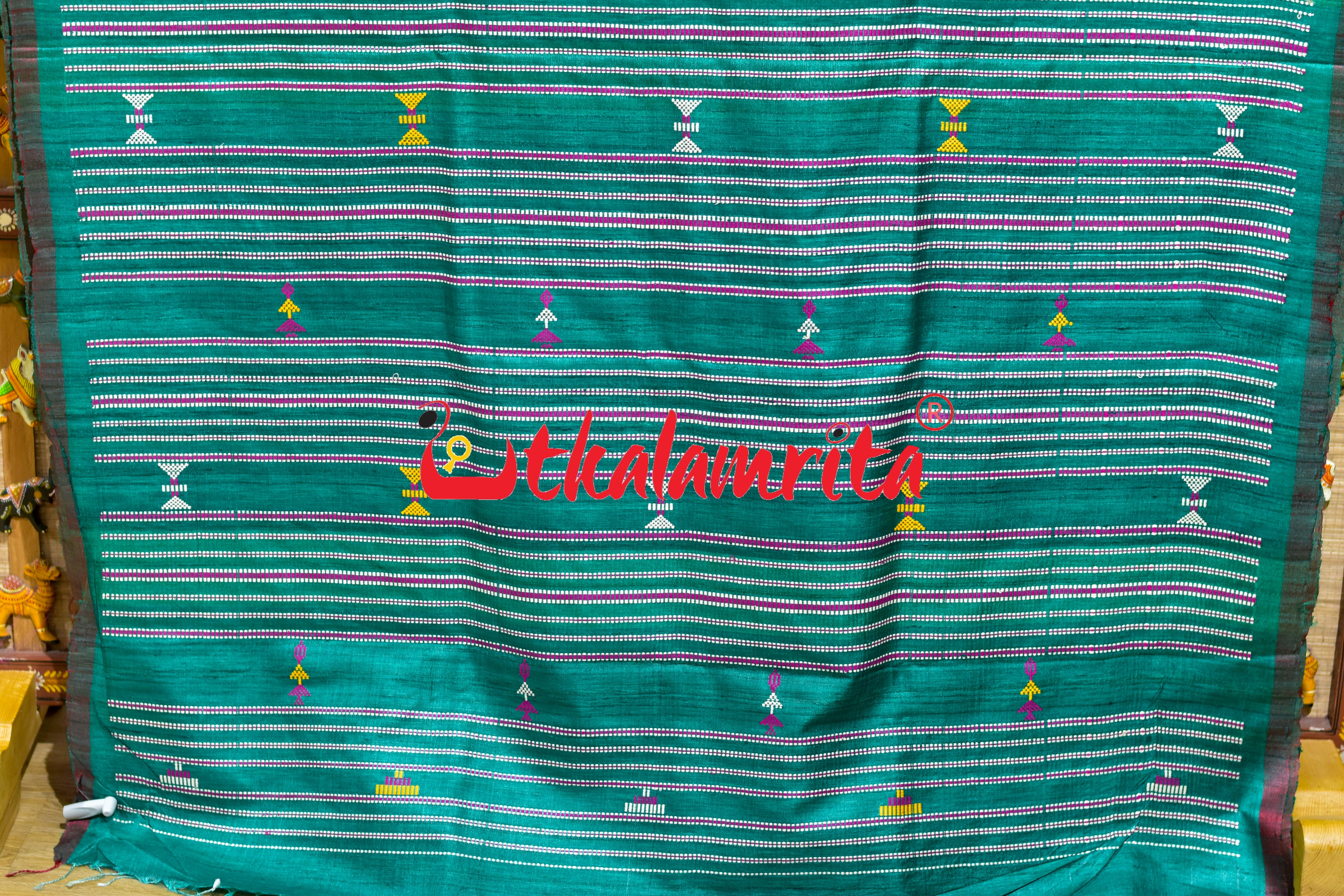 Green Tribal Huts Phoda Anchal Gopalpur Tussar Saree