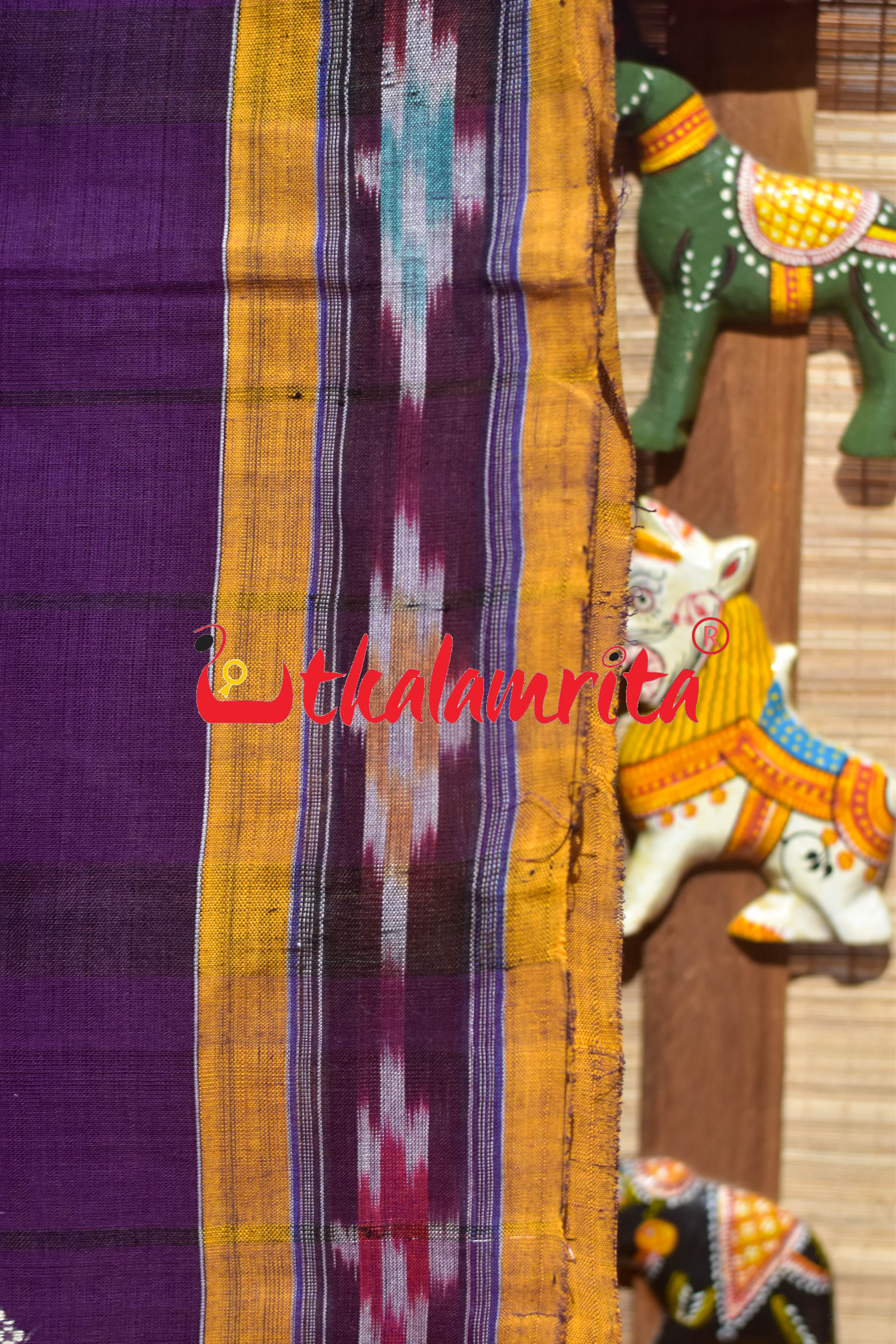 Purple Punji Diamond Pittala Single Cotton Saree