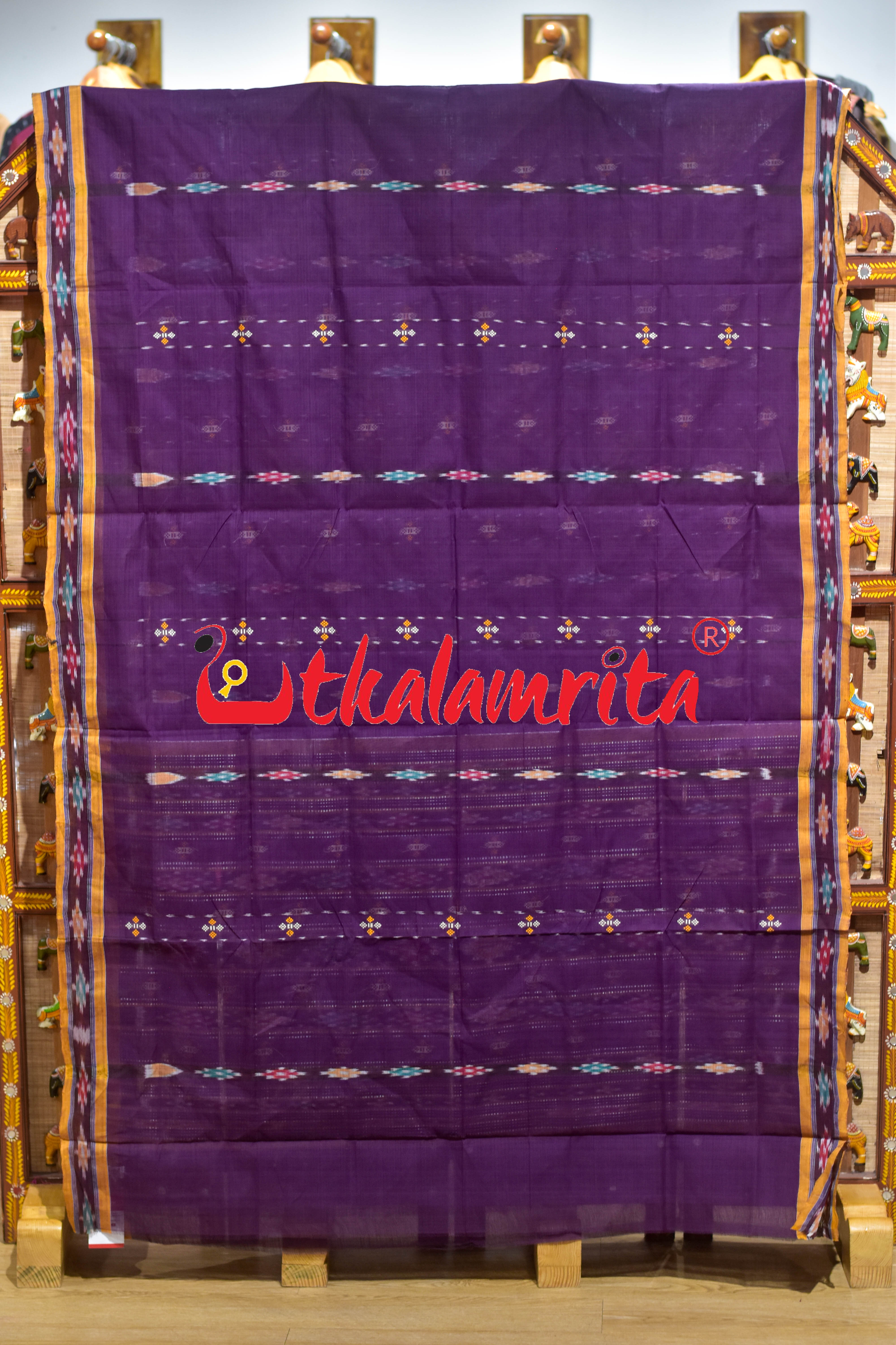 Purple Punji Diamond Pittala Single Cotton Saree