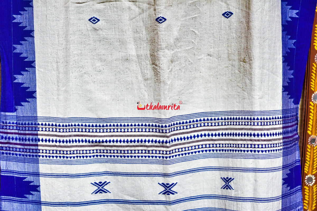 White Blue Buti Maroon Kotpad (Dupatta)
