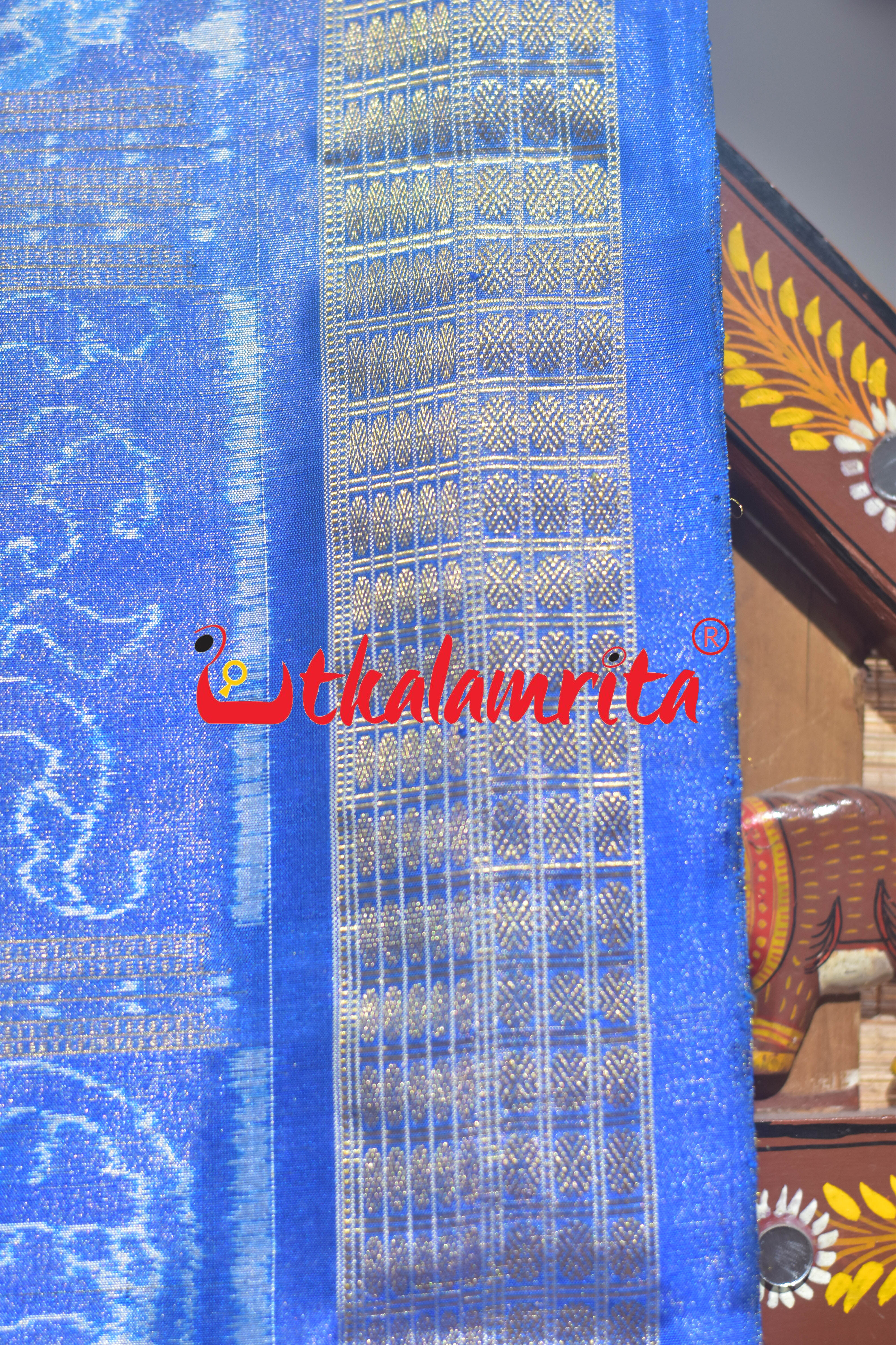 Light Blue 3D Bina Full Tissue Sambalpuri Silk Saree